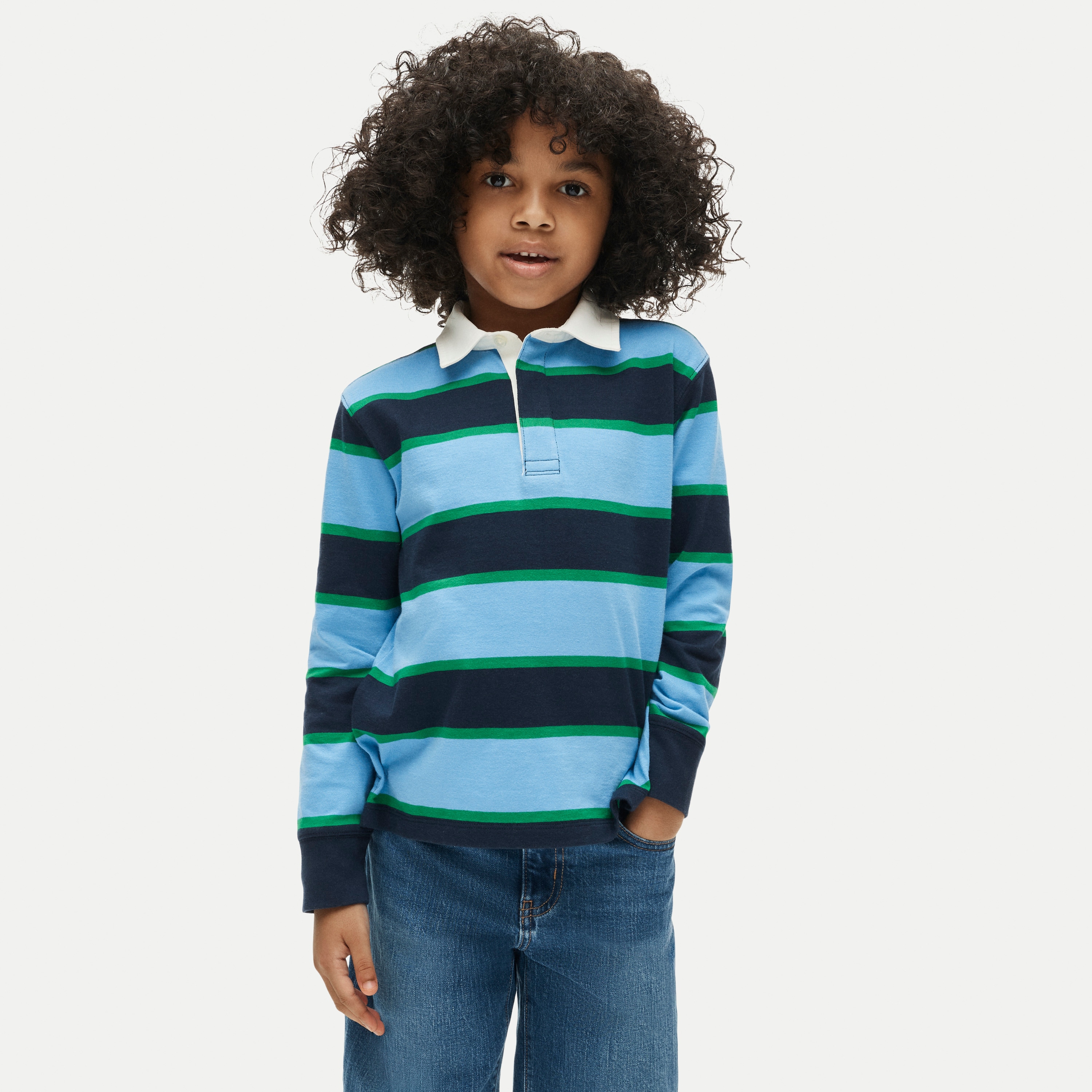 Kids' junior varsity rugby polo shirt in stripe
