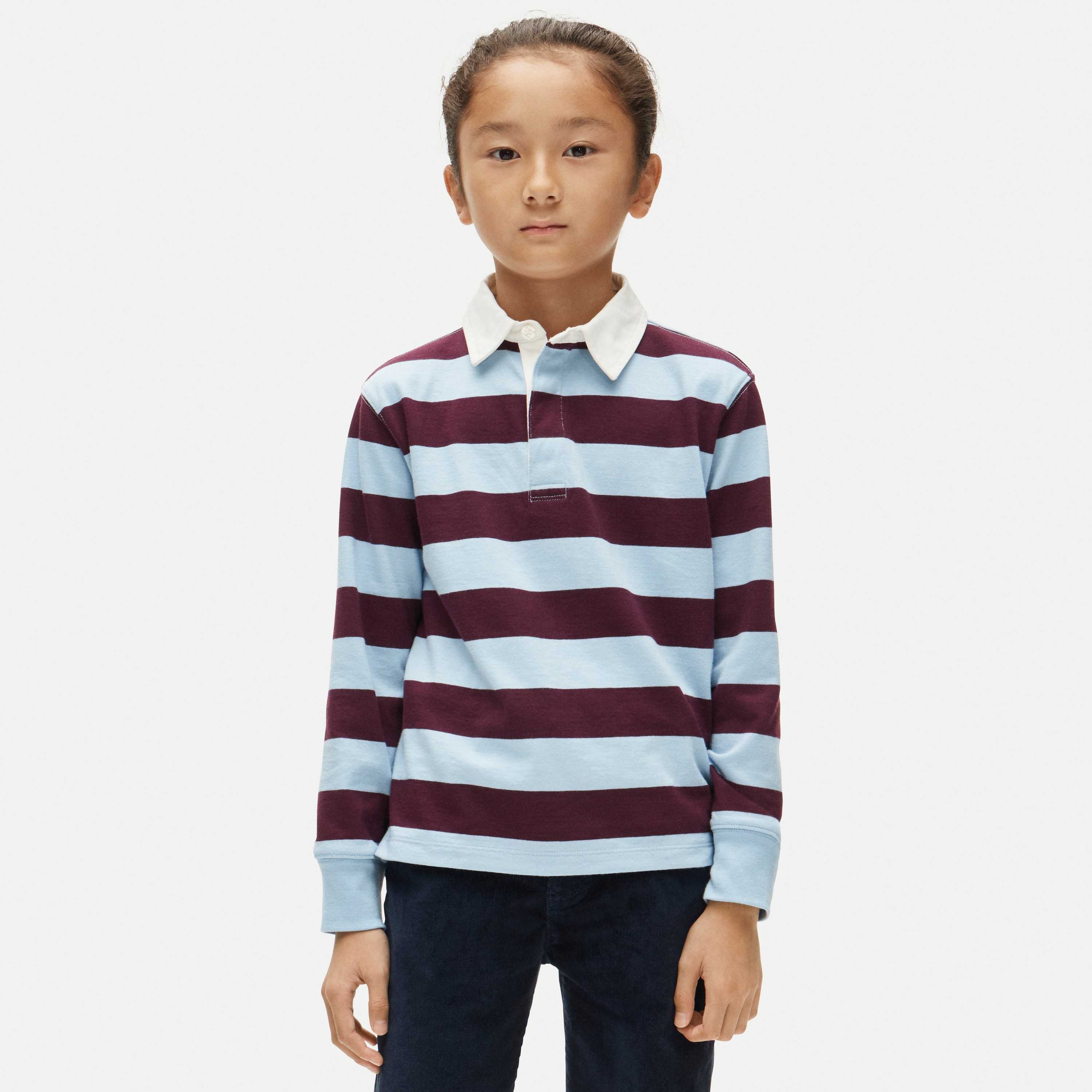 Kids' junior varsity rugby polo shirt in stripe