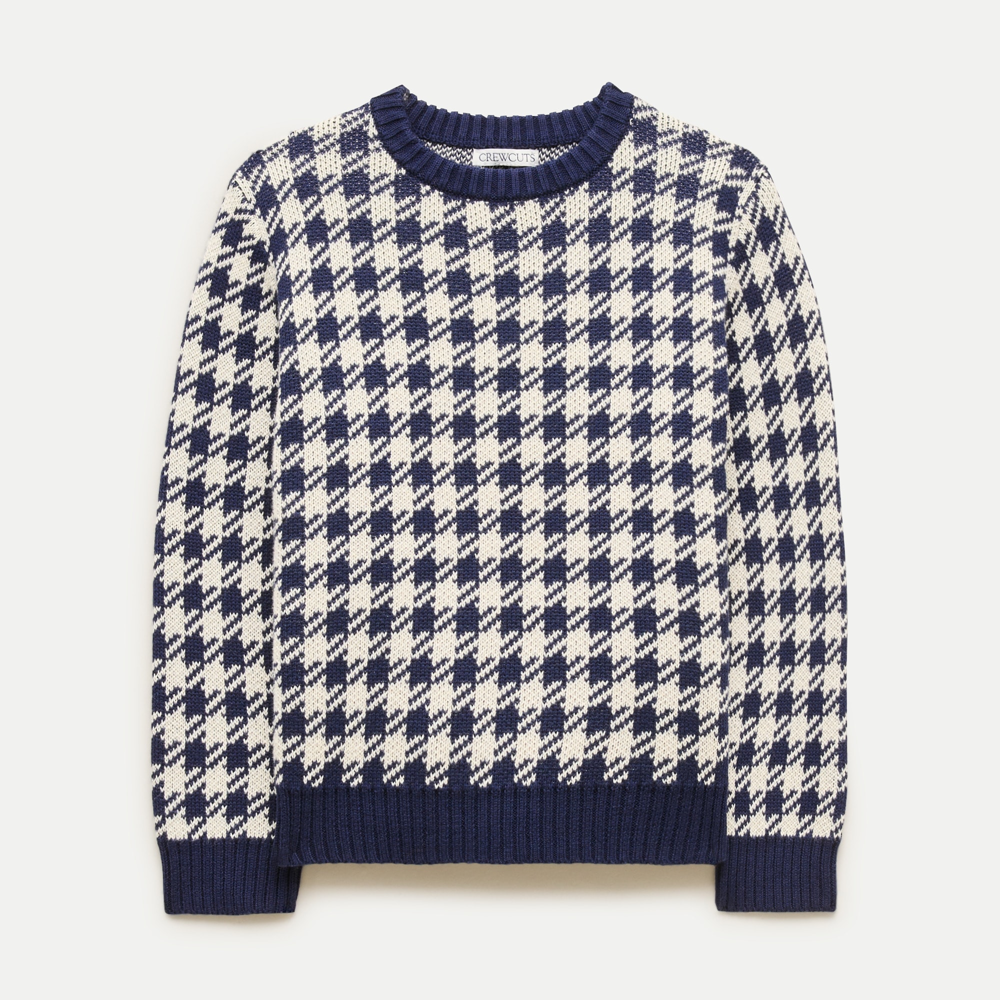 Kids' cotton crewneck sweater in check print