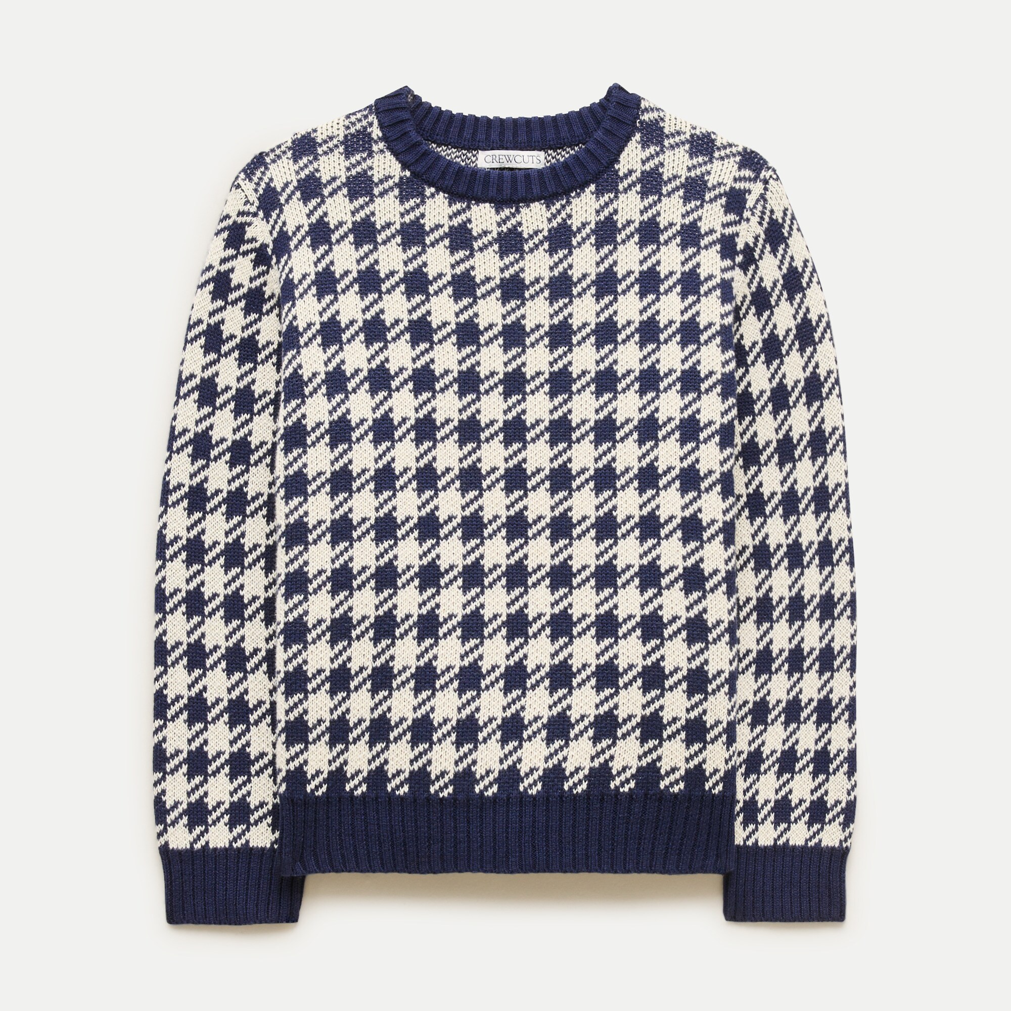 Kids' cotton crewneck sweater in check print