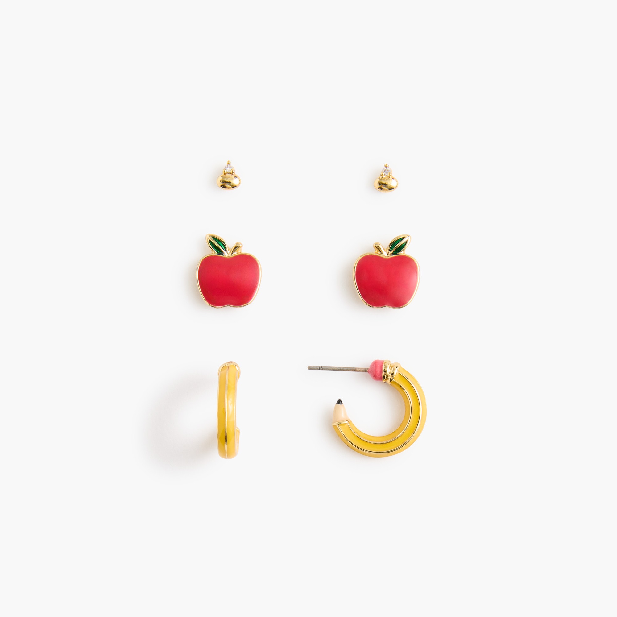 Back-to-school stud earrings set-of-three