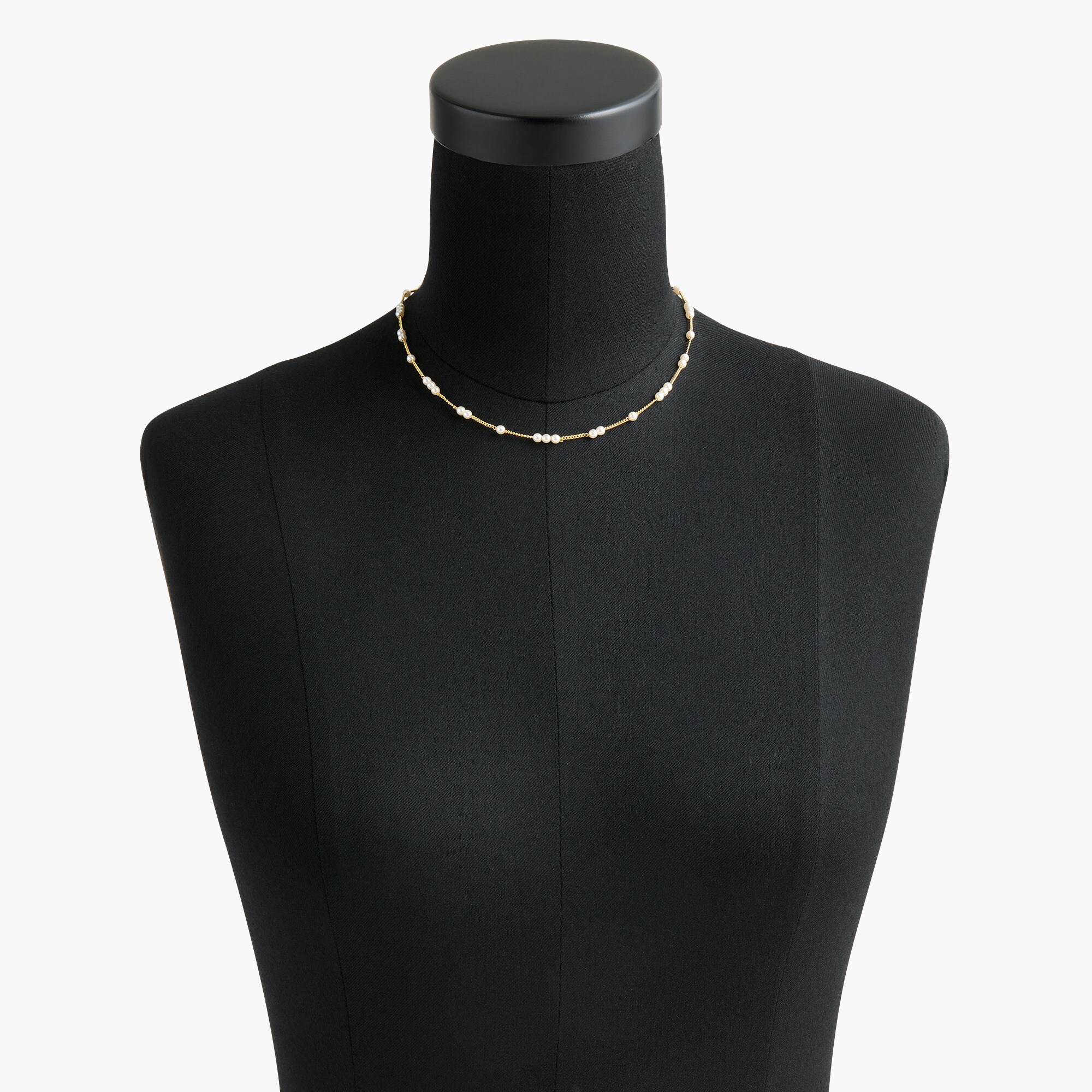 Dainty pearl chain layering necklace
