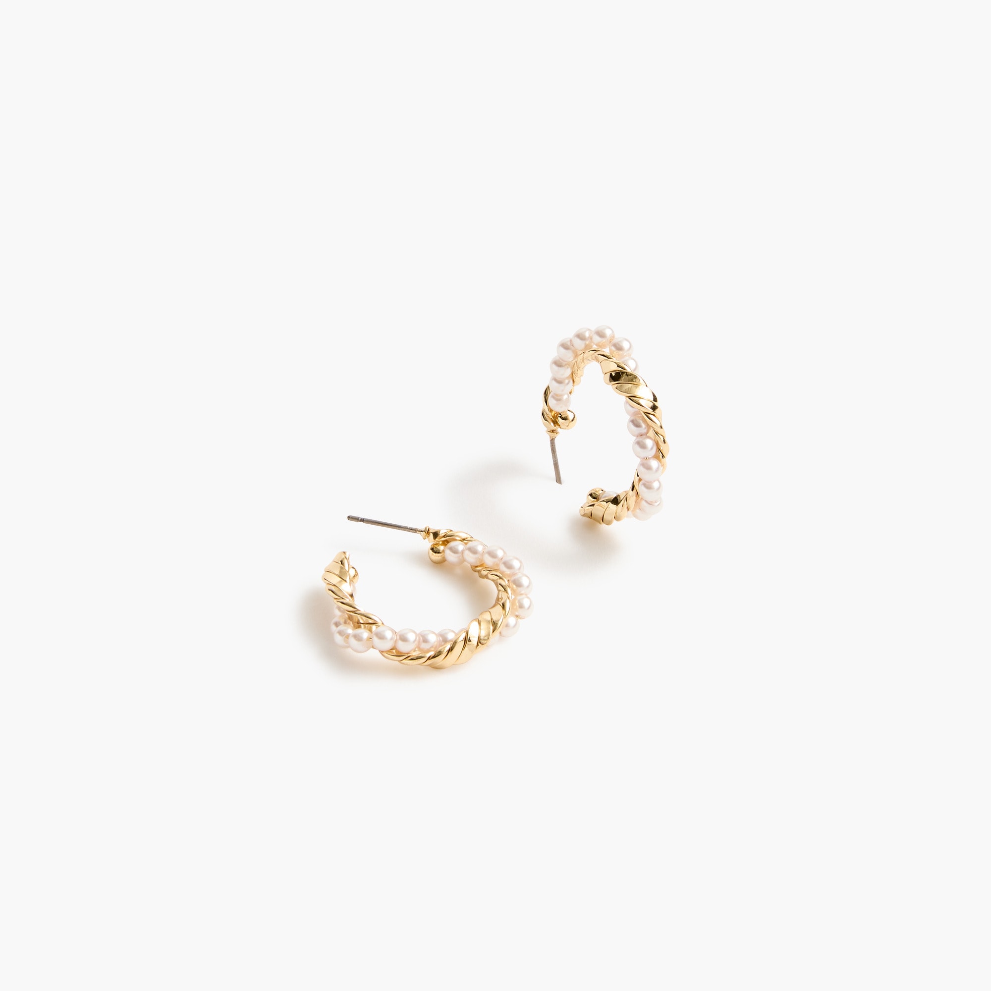 Braided pearl hoop earrings