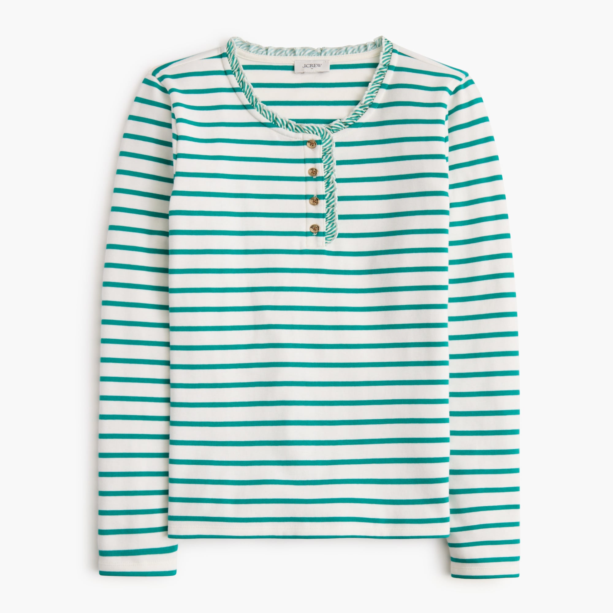 Striped ruffleneck henley