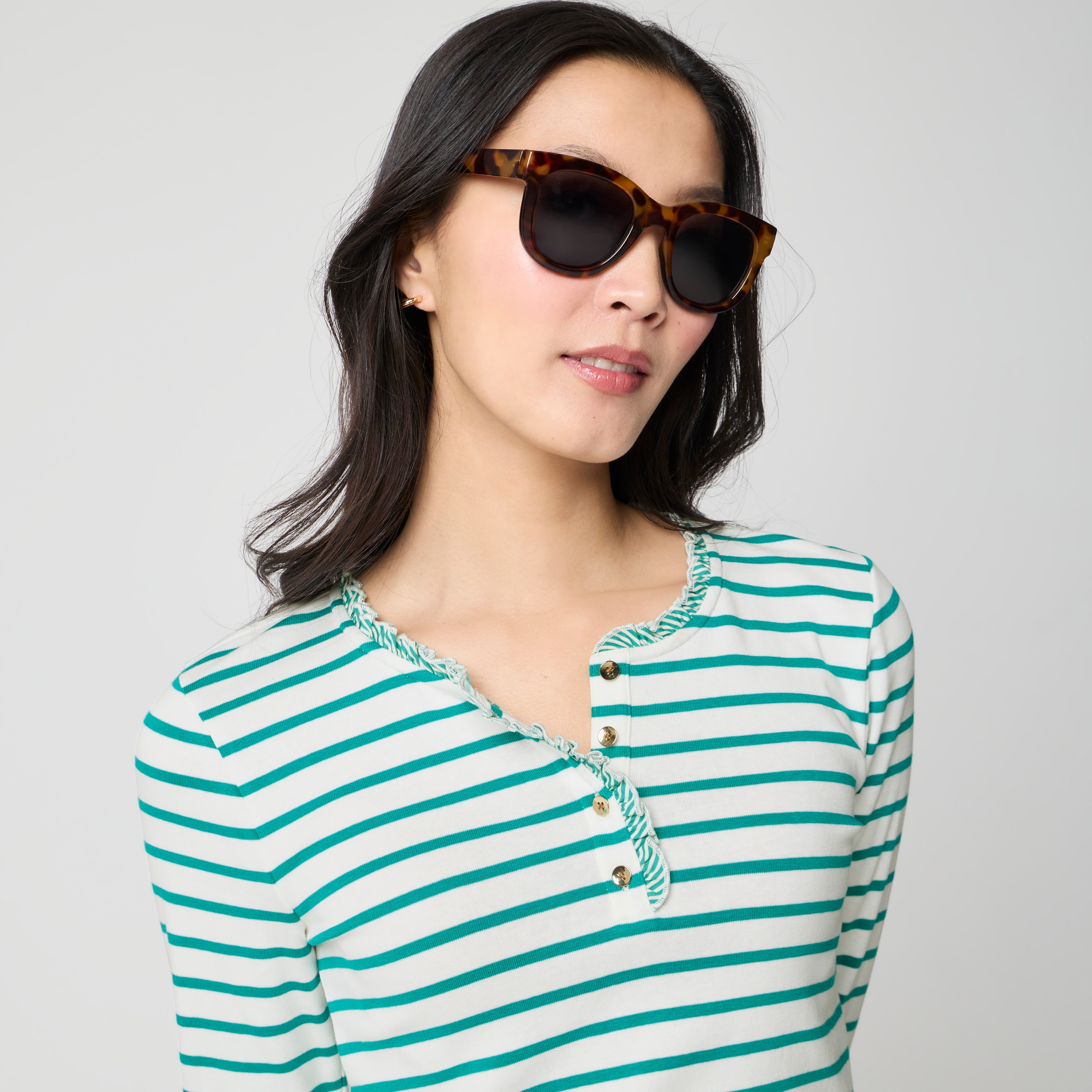 Striped ruffleneck henley