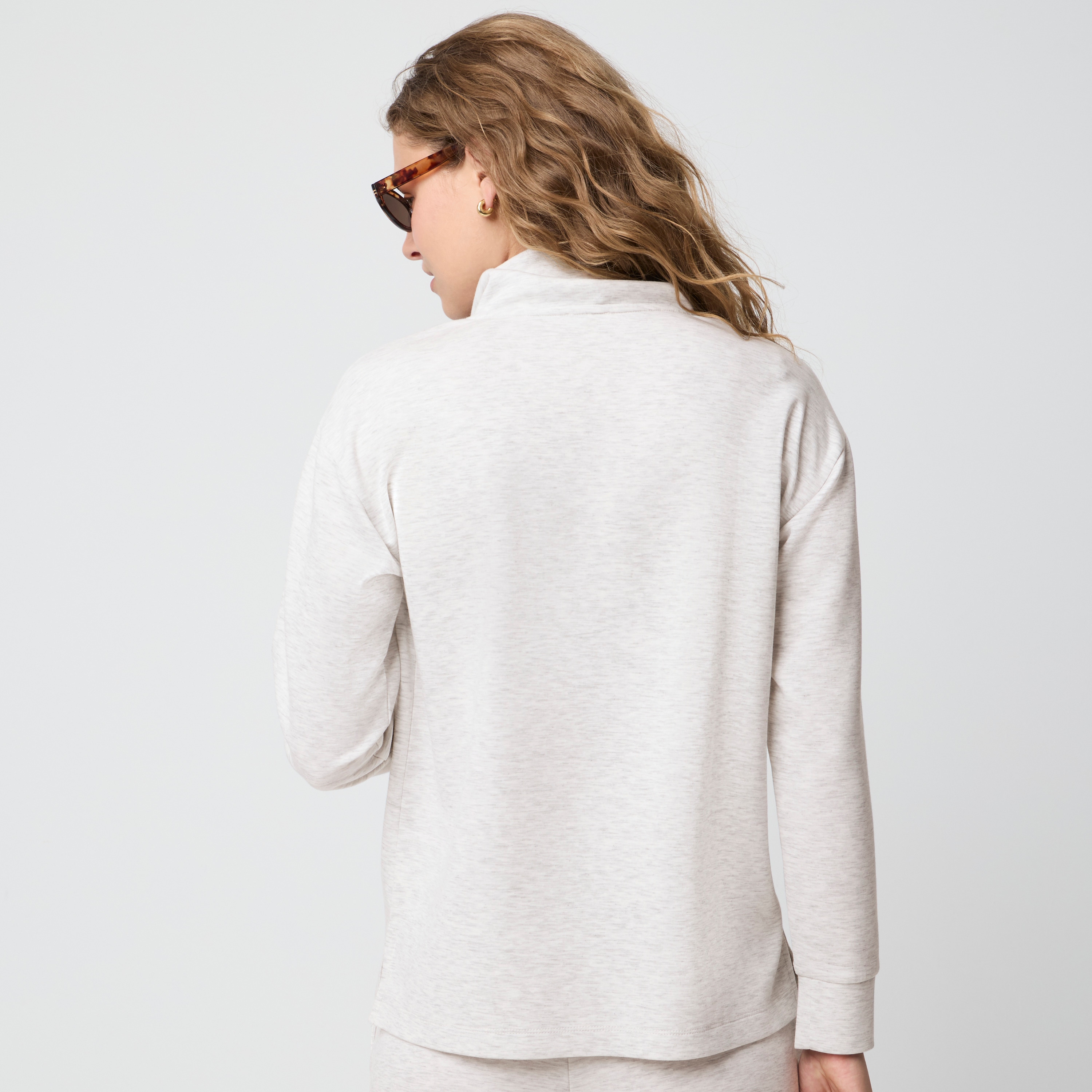 Luxe interlock quarter-zip tunic sweatshirt