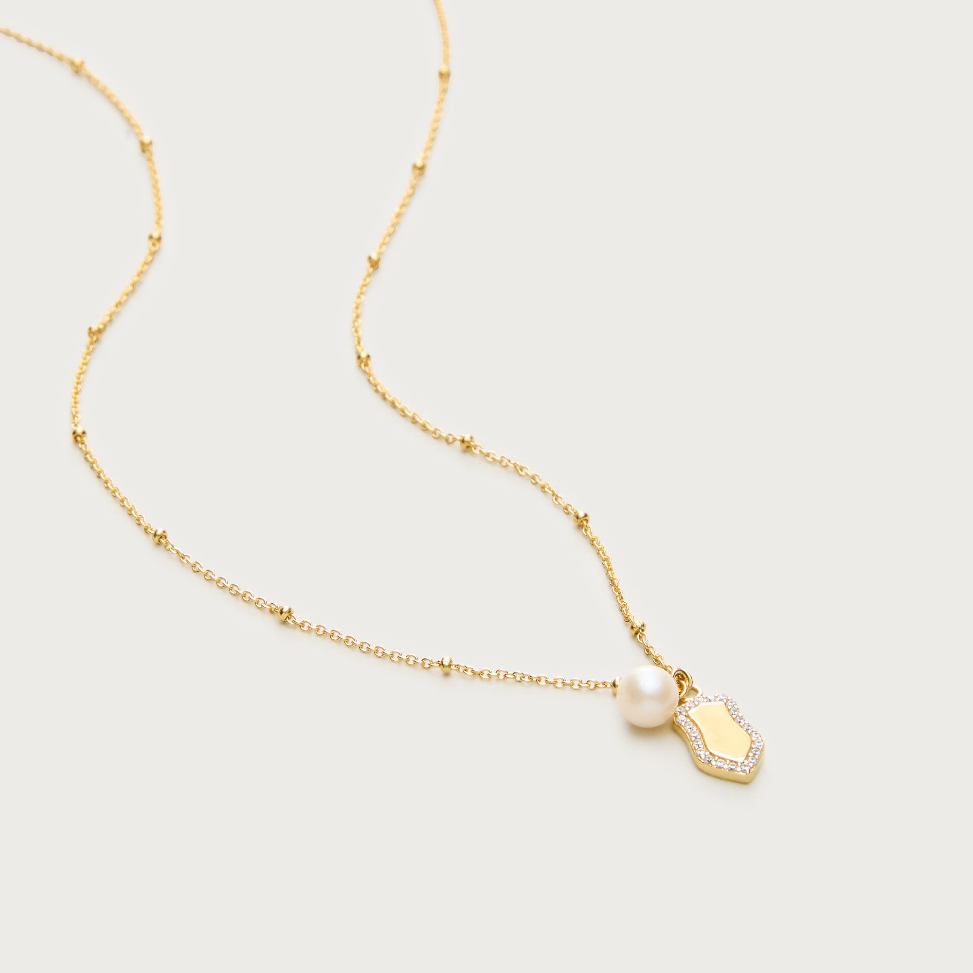 18k gold vermeil freshwater pearl charm necklace