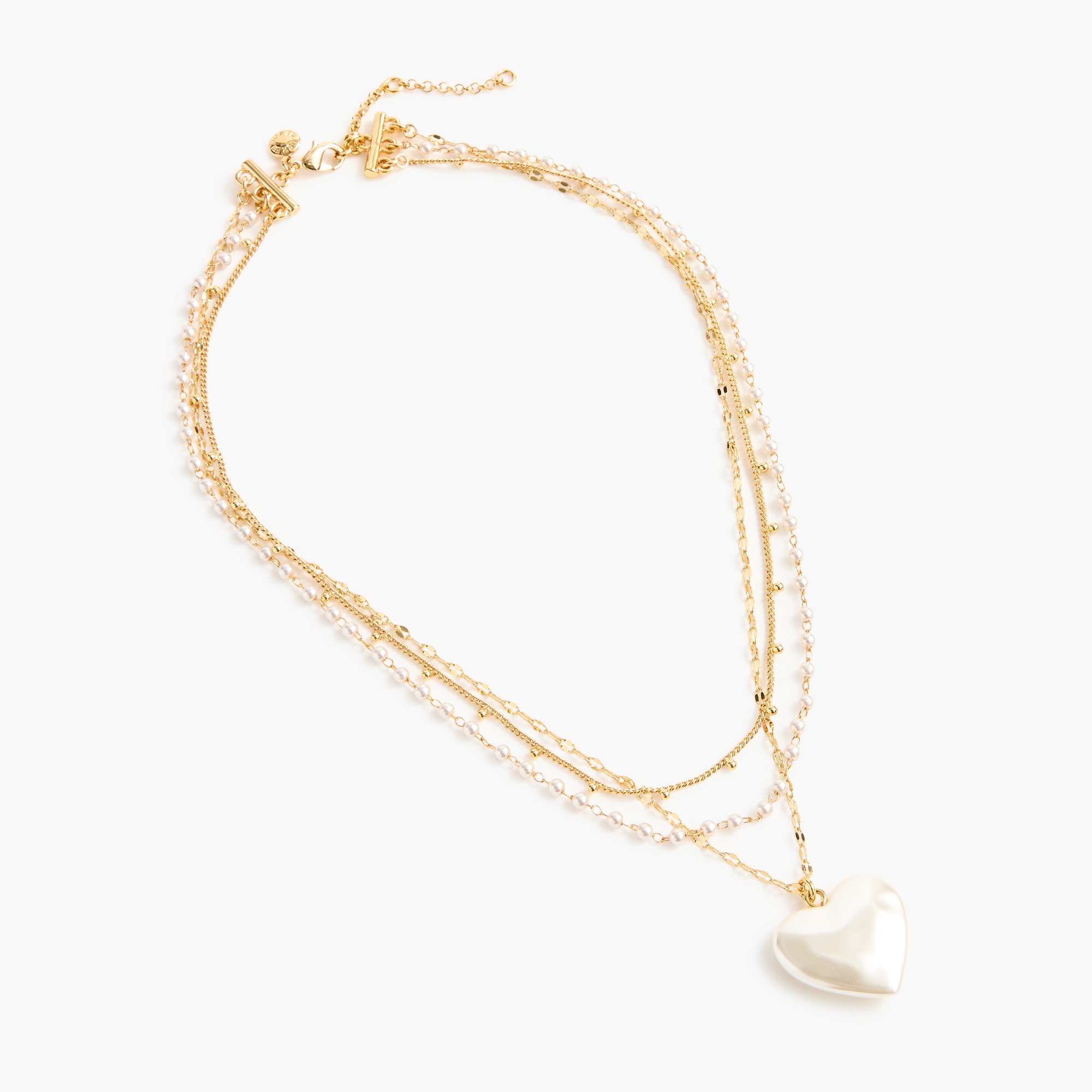 Pearl heart chain layering necklace