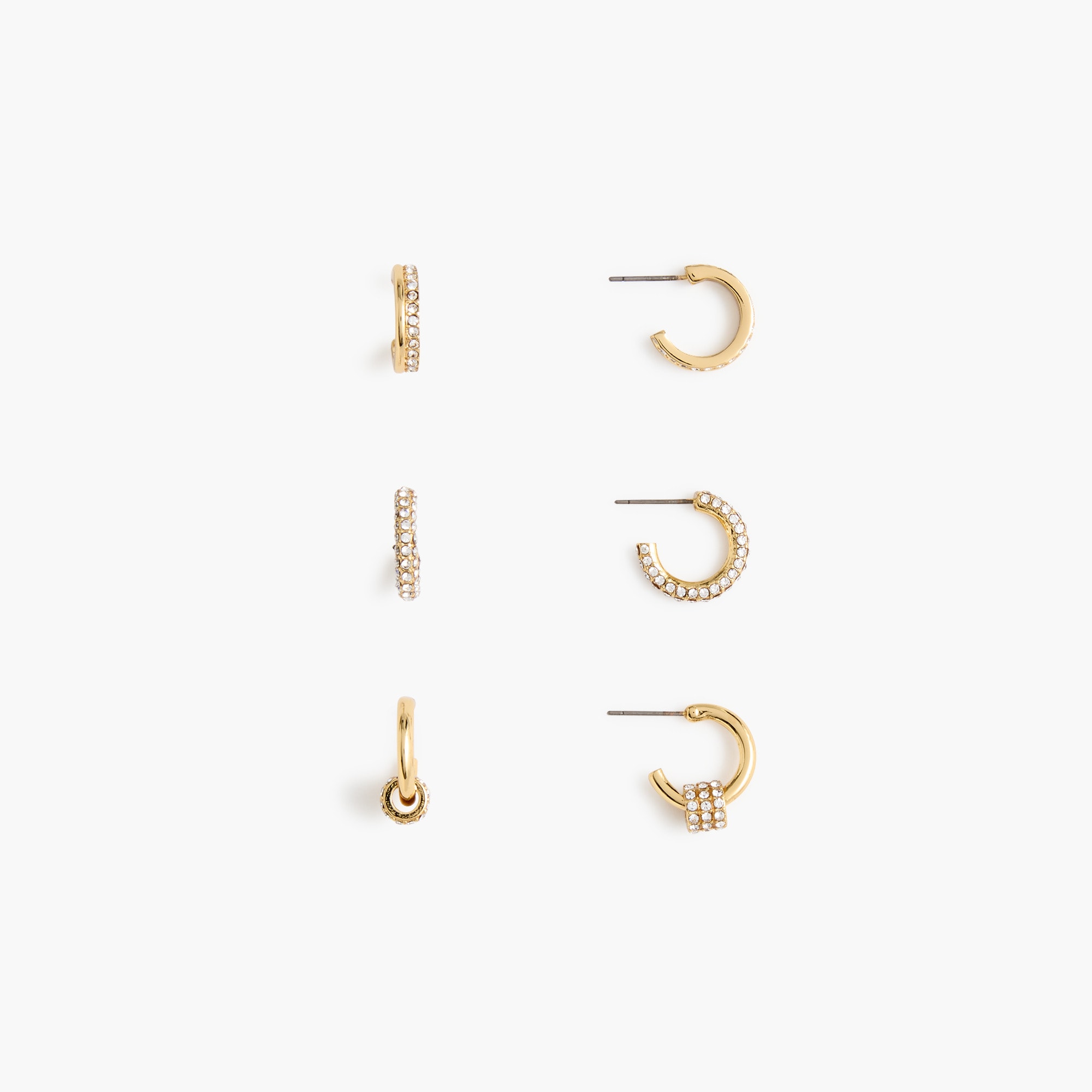 Pavé hoop earrings set-of-three