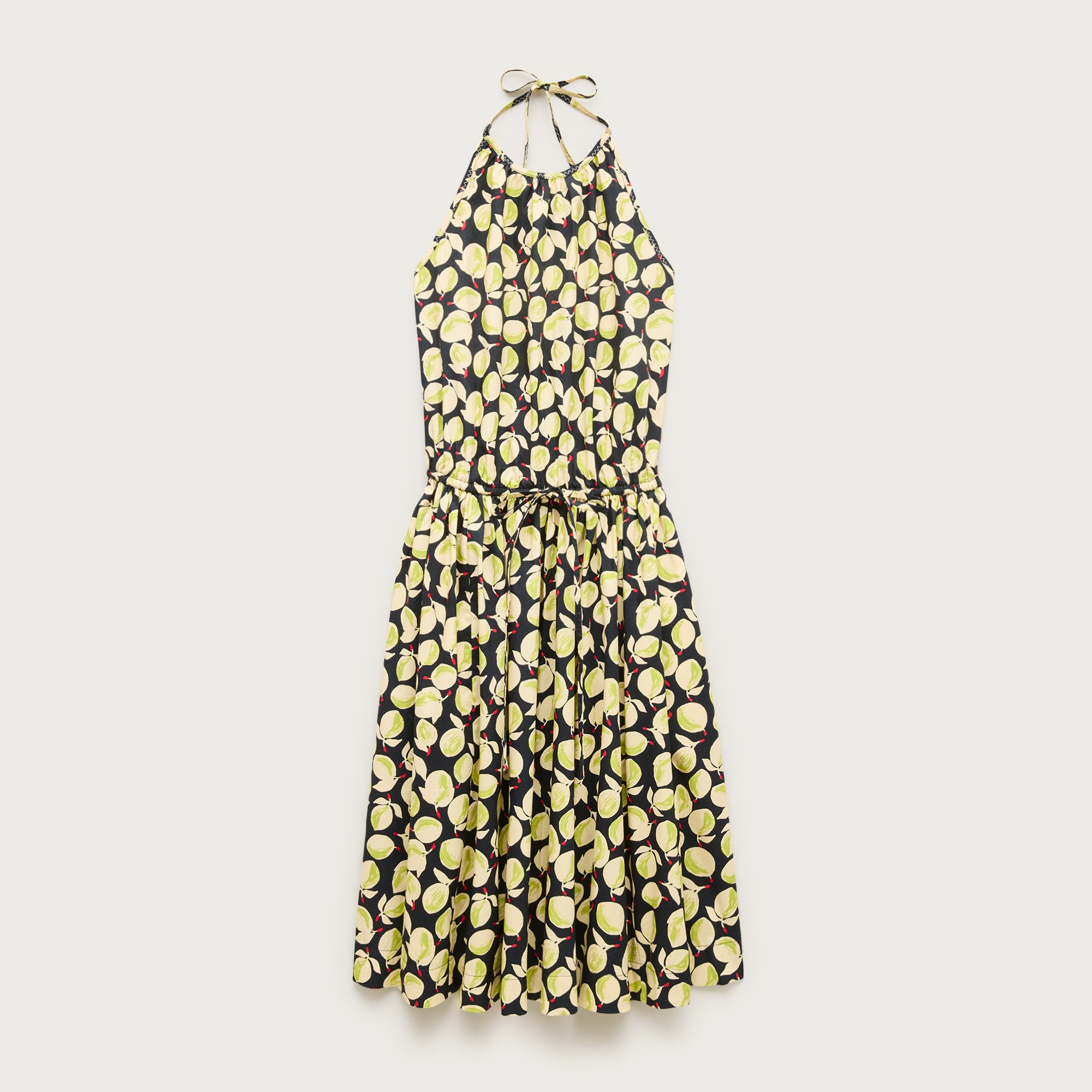 Halter dress in lemon-print cotton poplin from J.Crew - $126