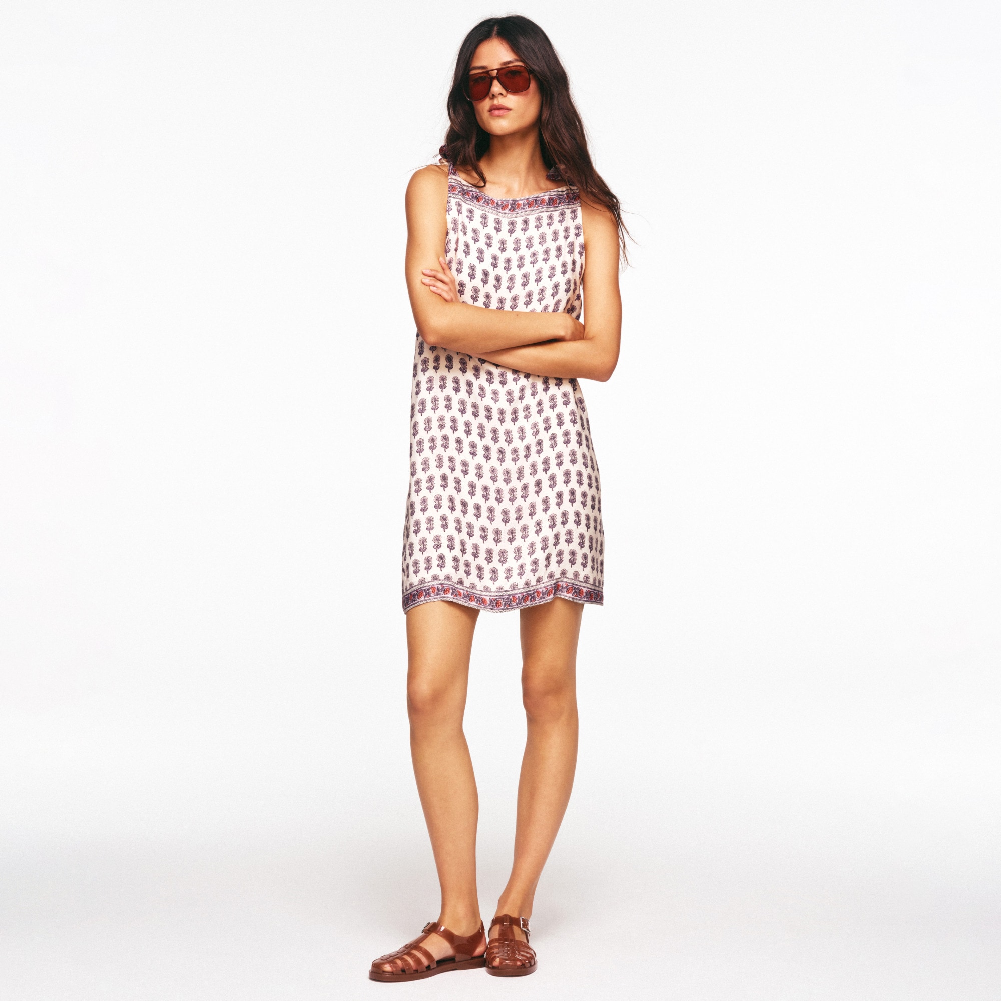 Sadie mini dress in lilac block print