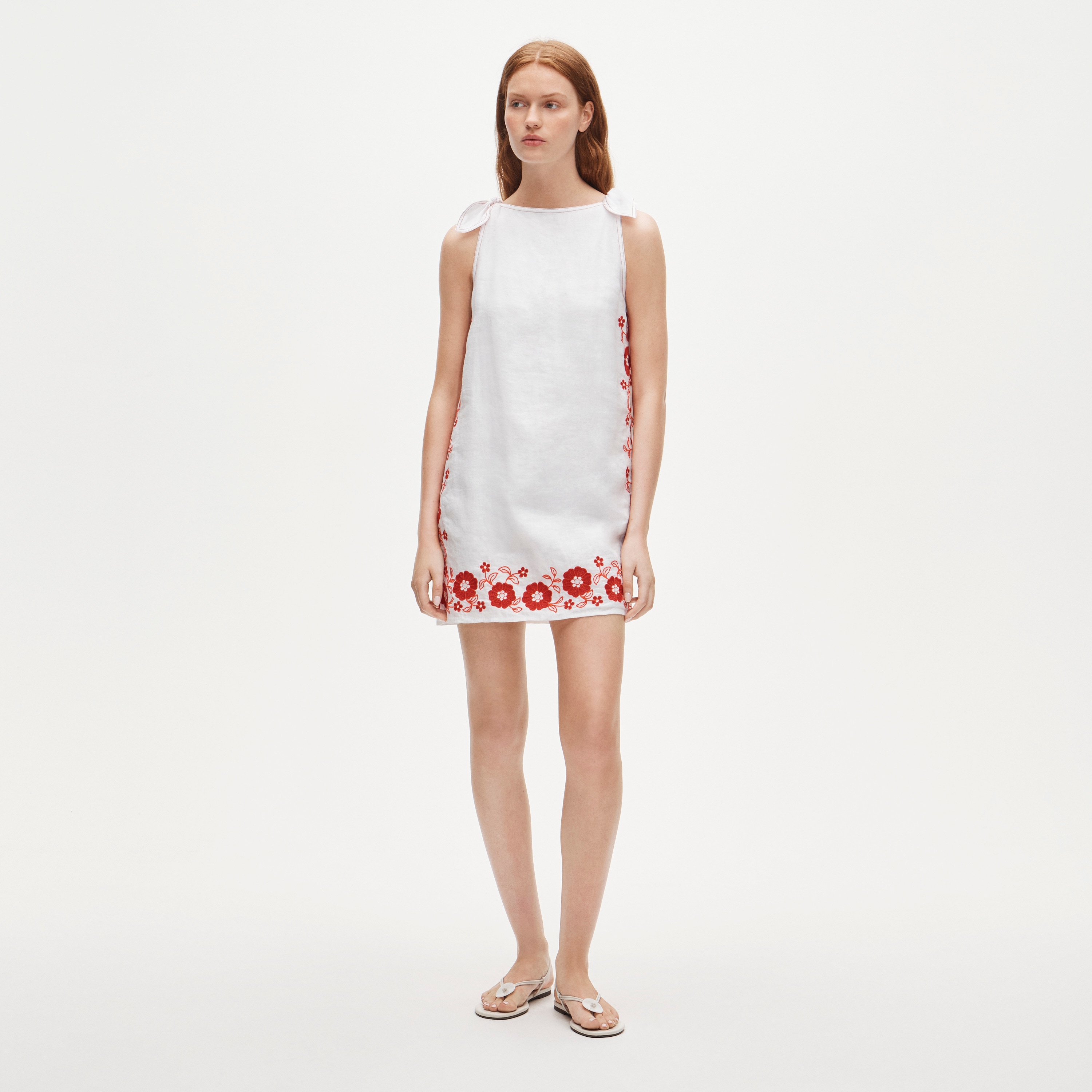 Sadie mini dress in embroidered linen