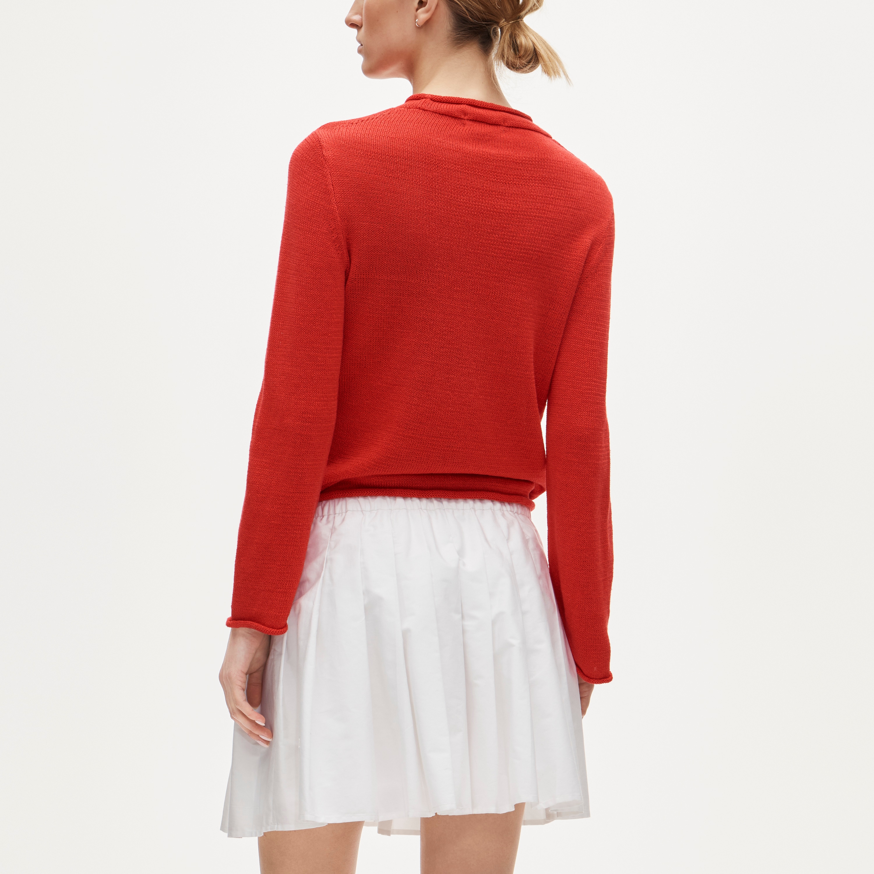 Drawstring pleated mini skirt in cotton poplin - image 4