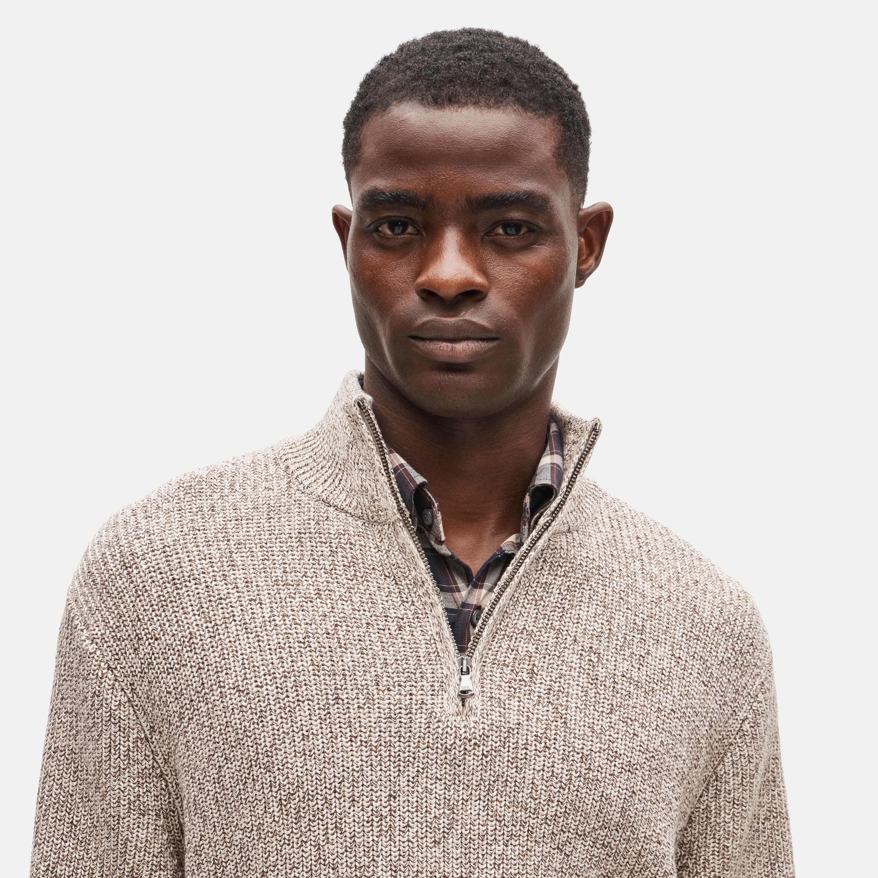 Quarter-zip sweater in marled cotton - thumbnail 2