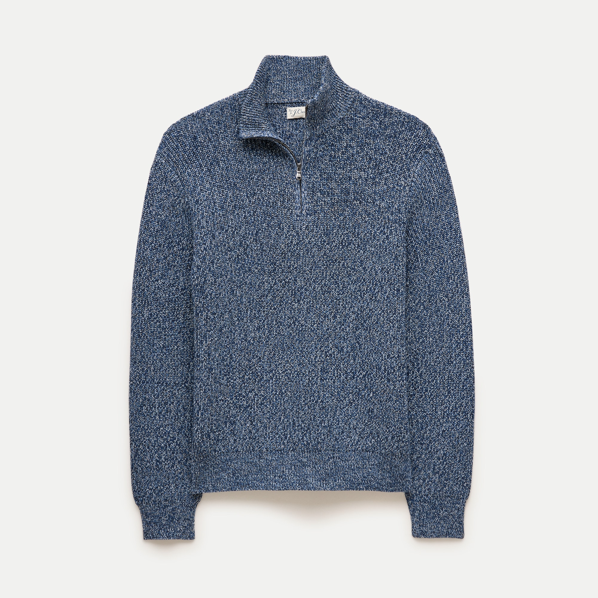 Quarter-zip sweater in marled cotton