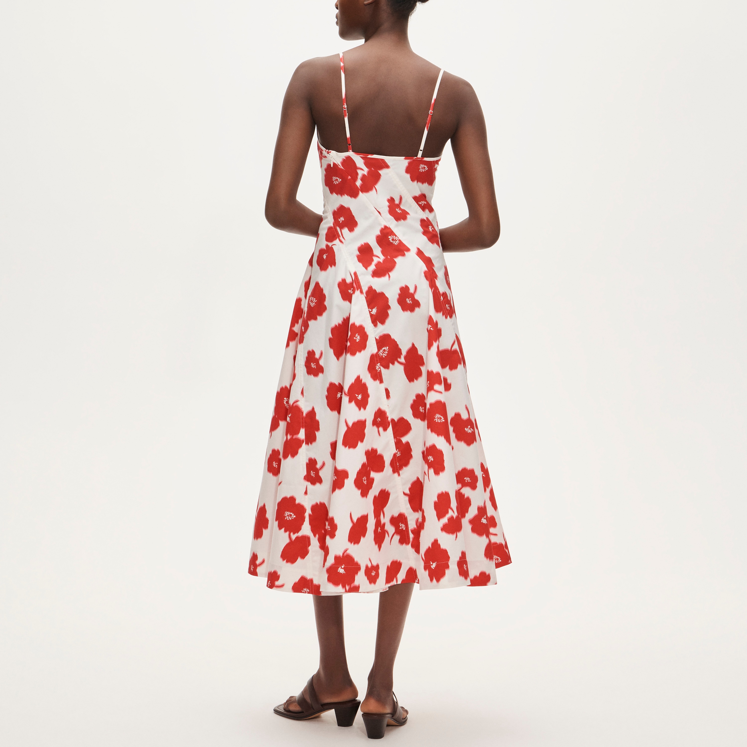 Diagonal-seam dress in blurred floral