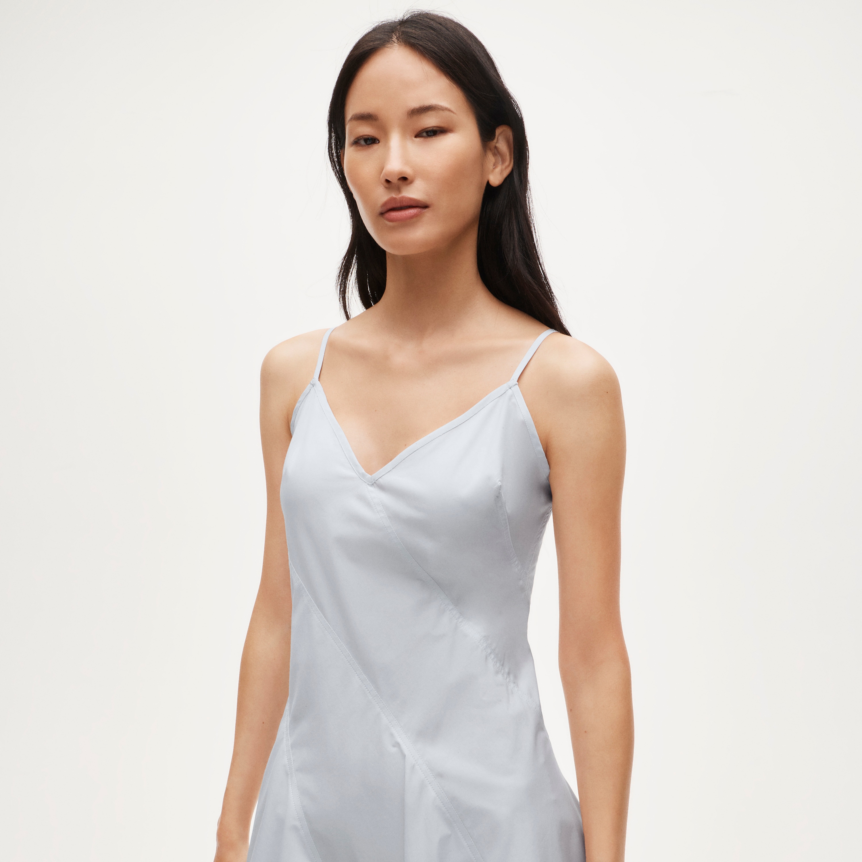 Diagonal-seam dress in cotton poplin