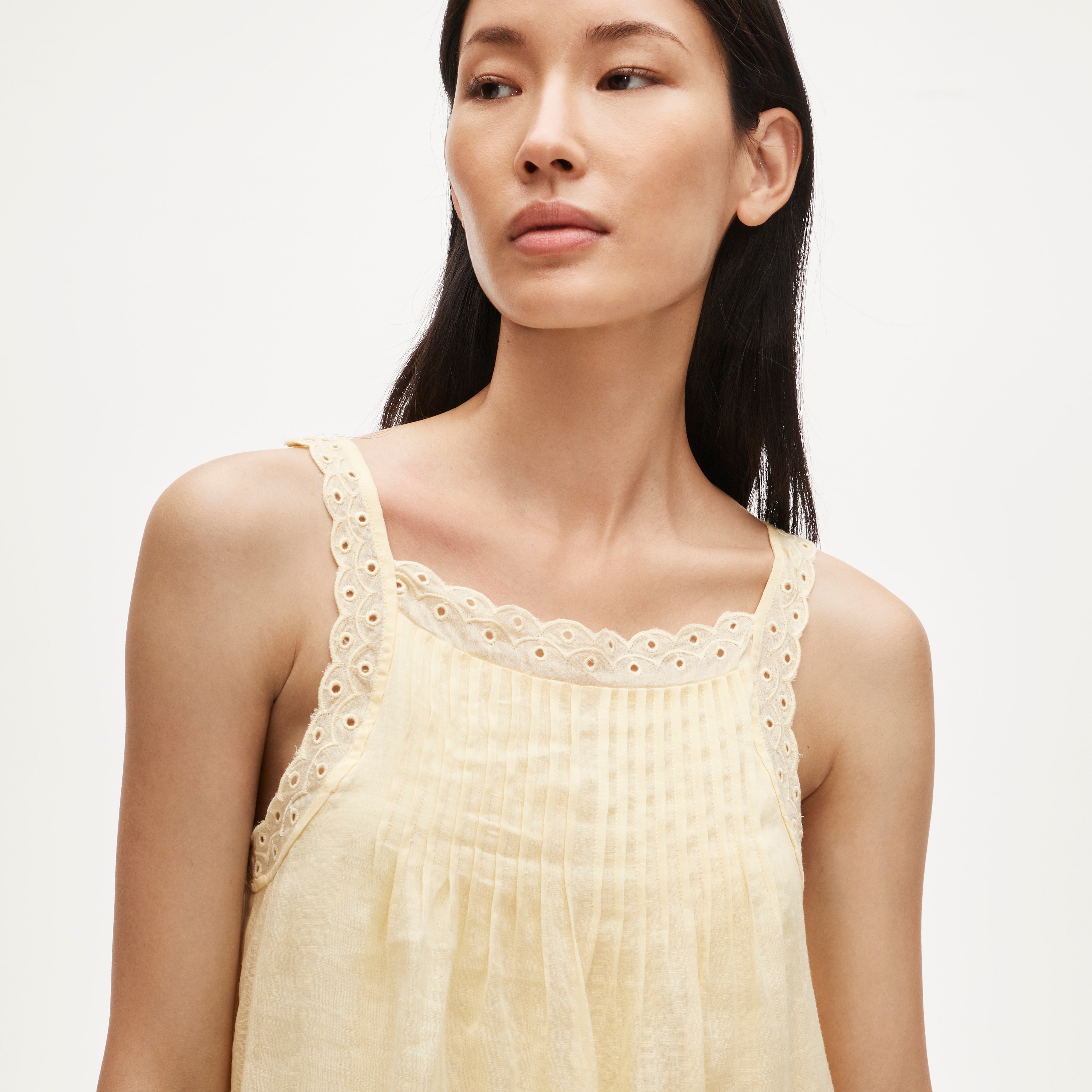 cotton poplin apron dress with convertible straps Cotton Poplin Apron Dress With Convertible Straps For Women