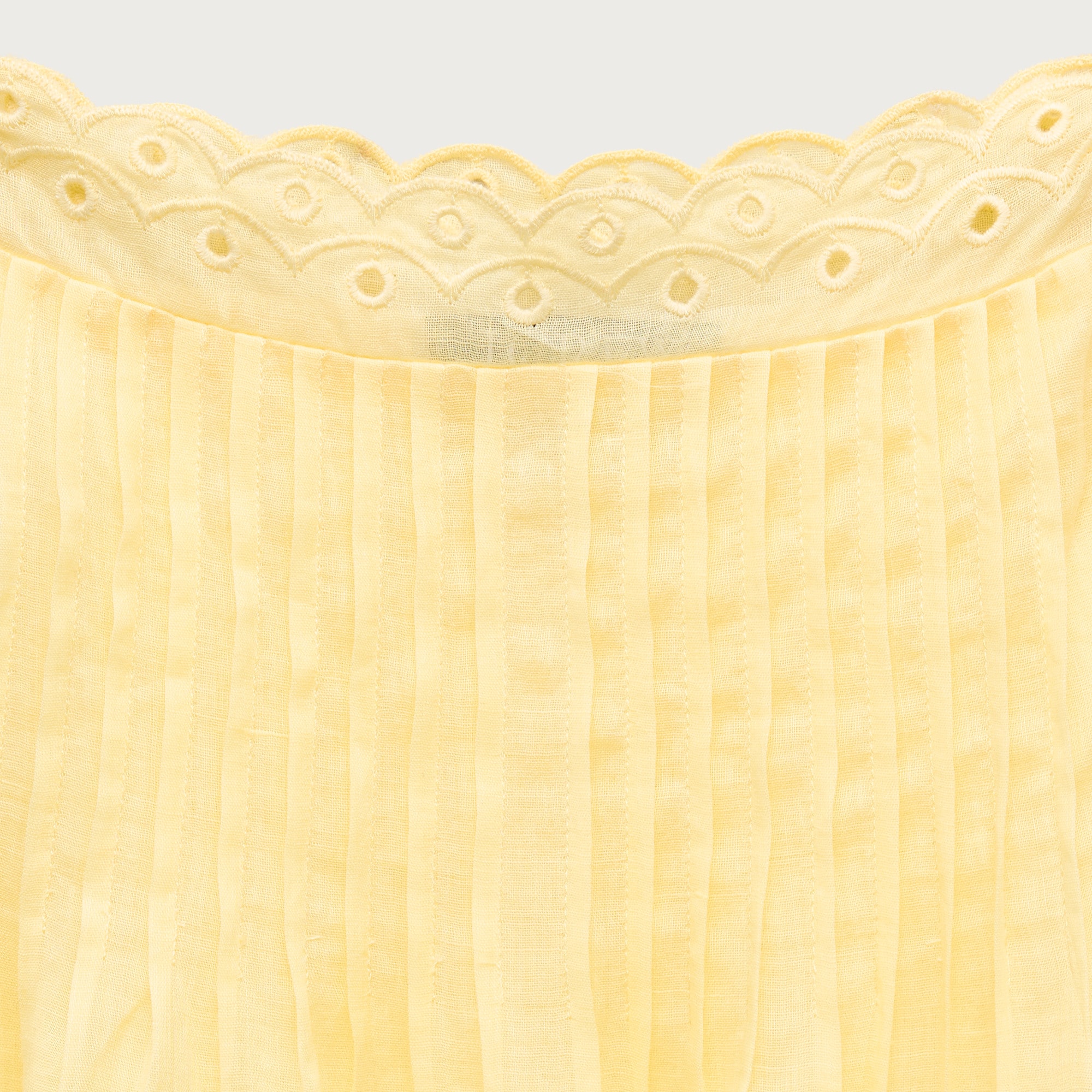 Scallop-trim mini dress in ramie