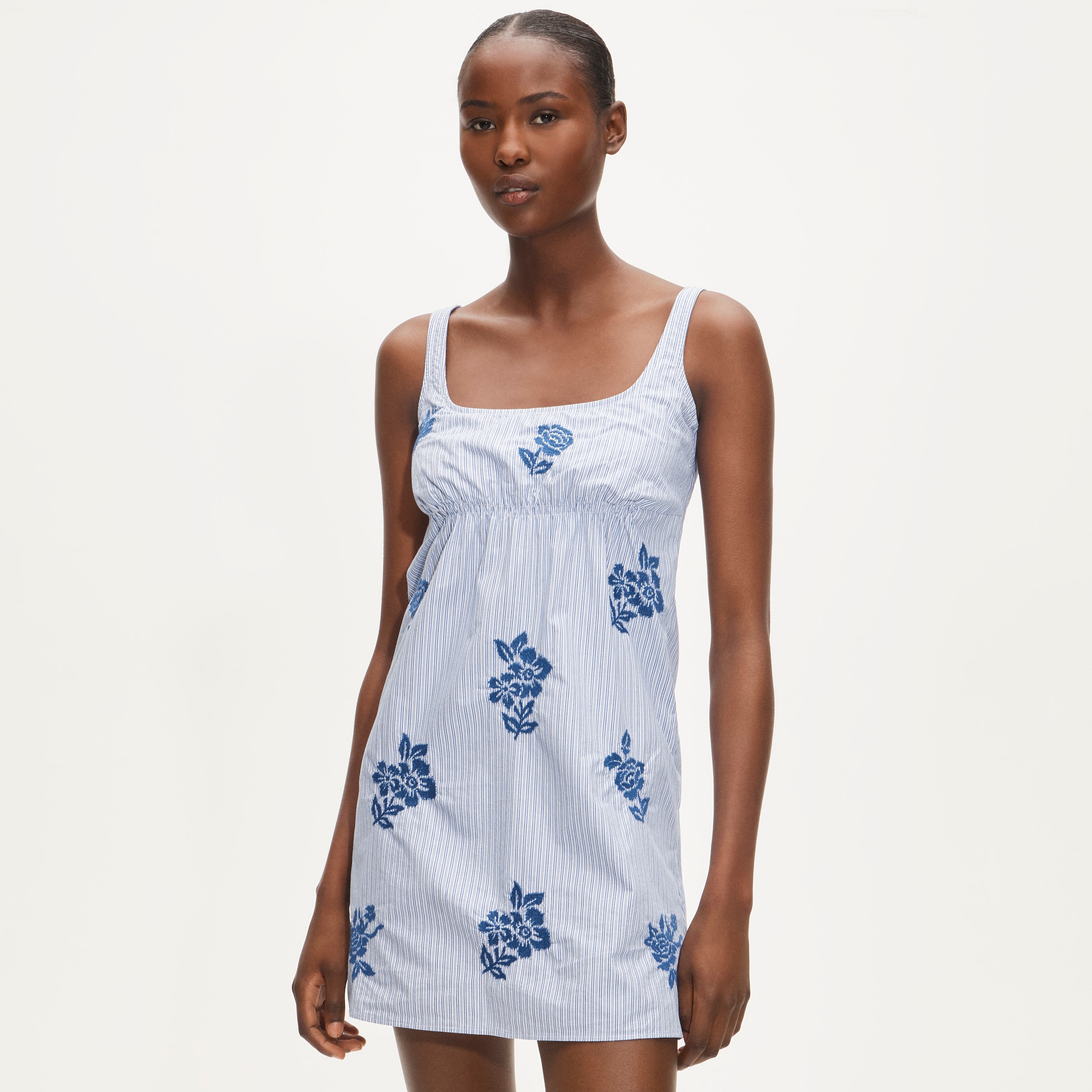 Scoopback Mini Dress In Embroidered Floral Stripe For Women | J.Crew