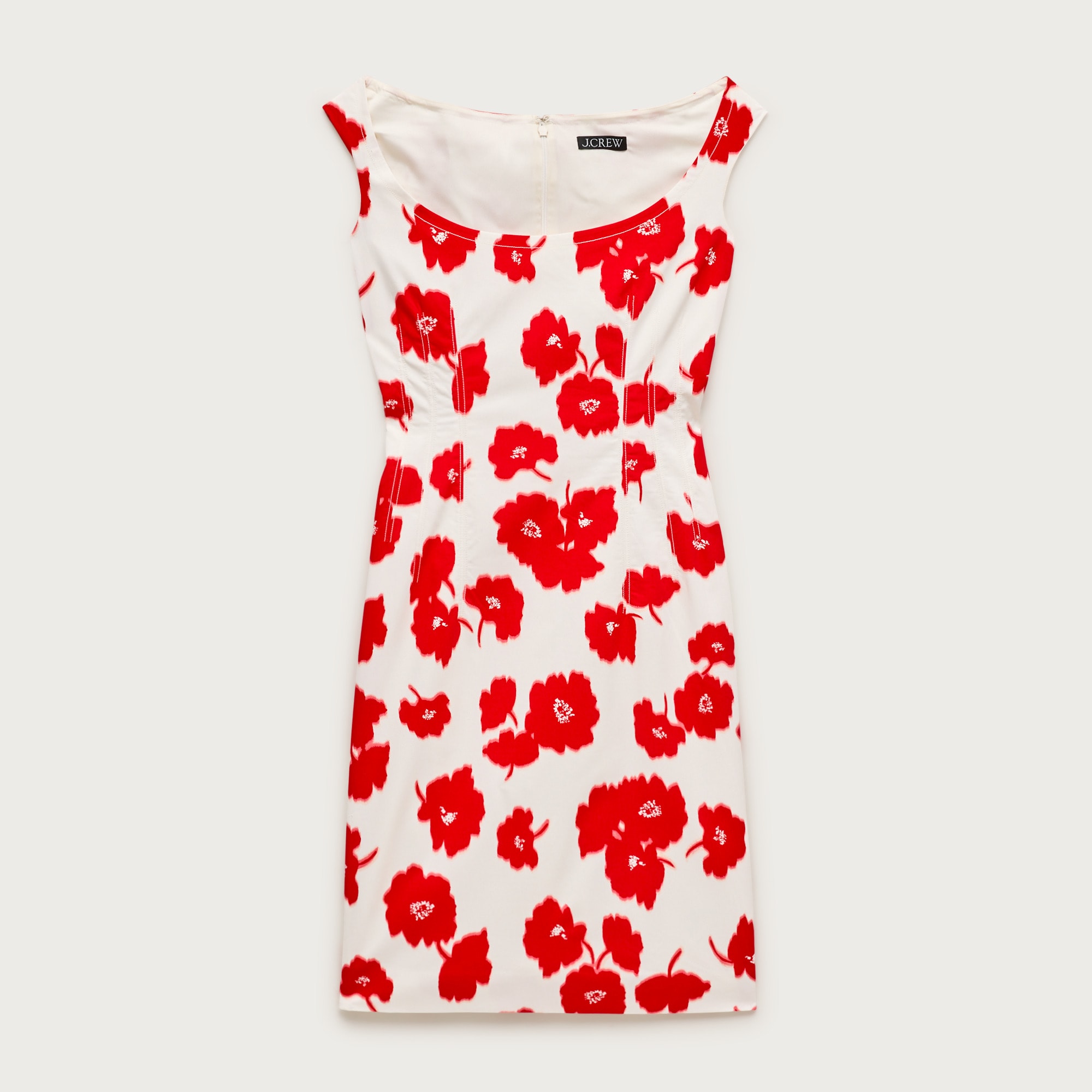 Scoopneck sheath dress in stretch cotton-blend poplin