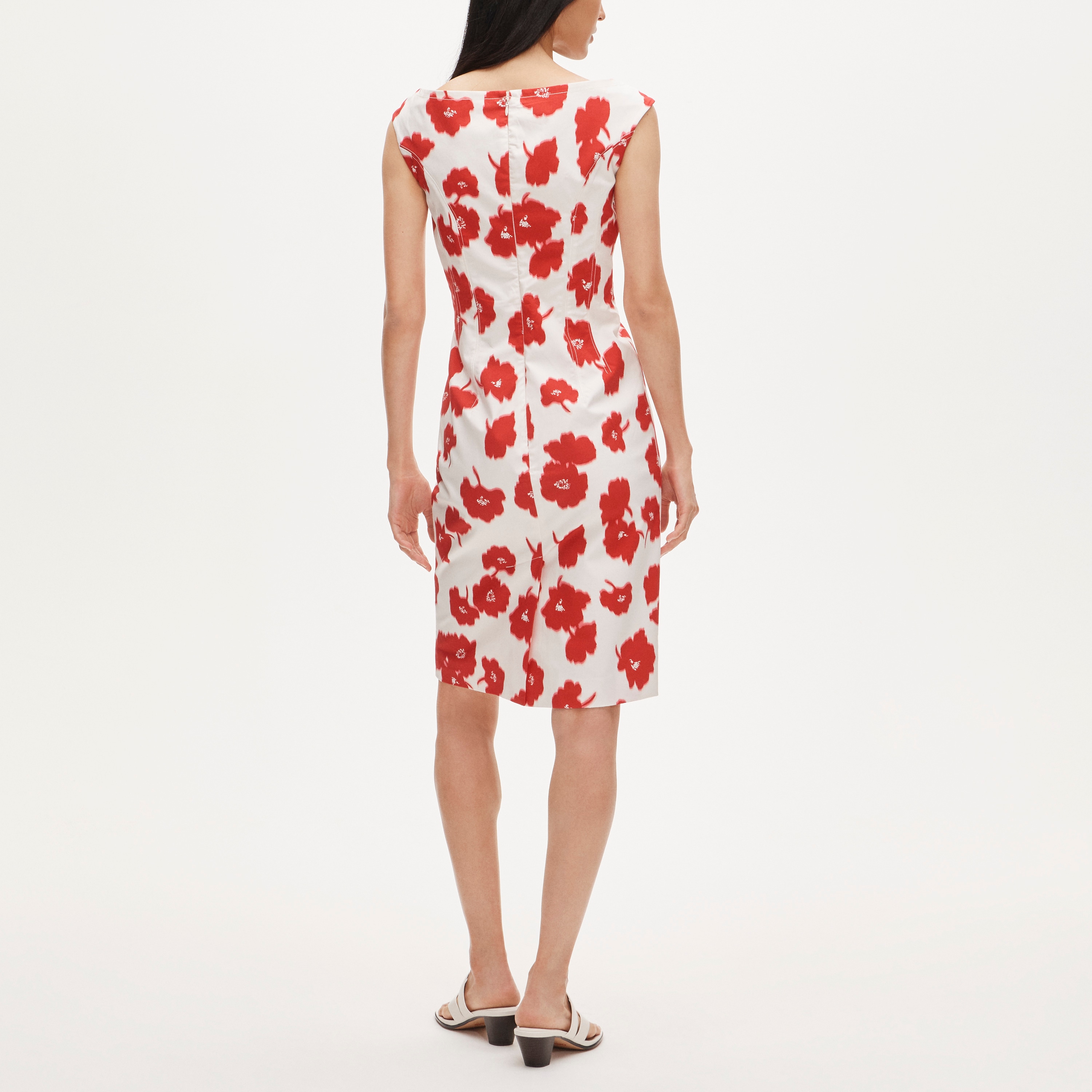 Scoopneck sheath dress in stretch cotton-blend poplin