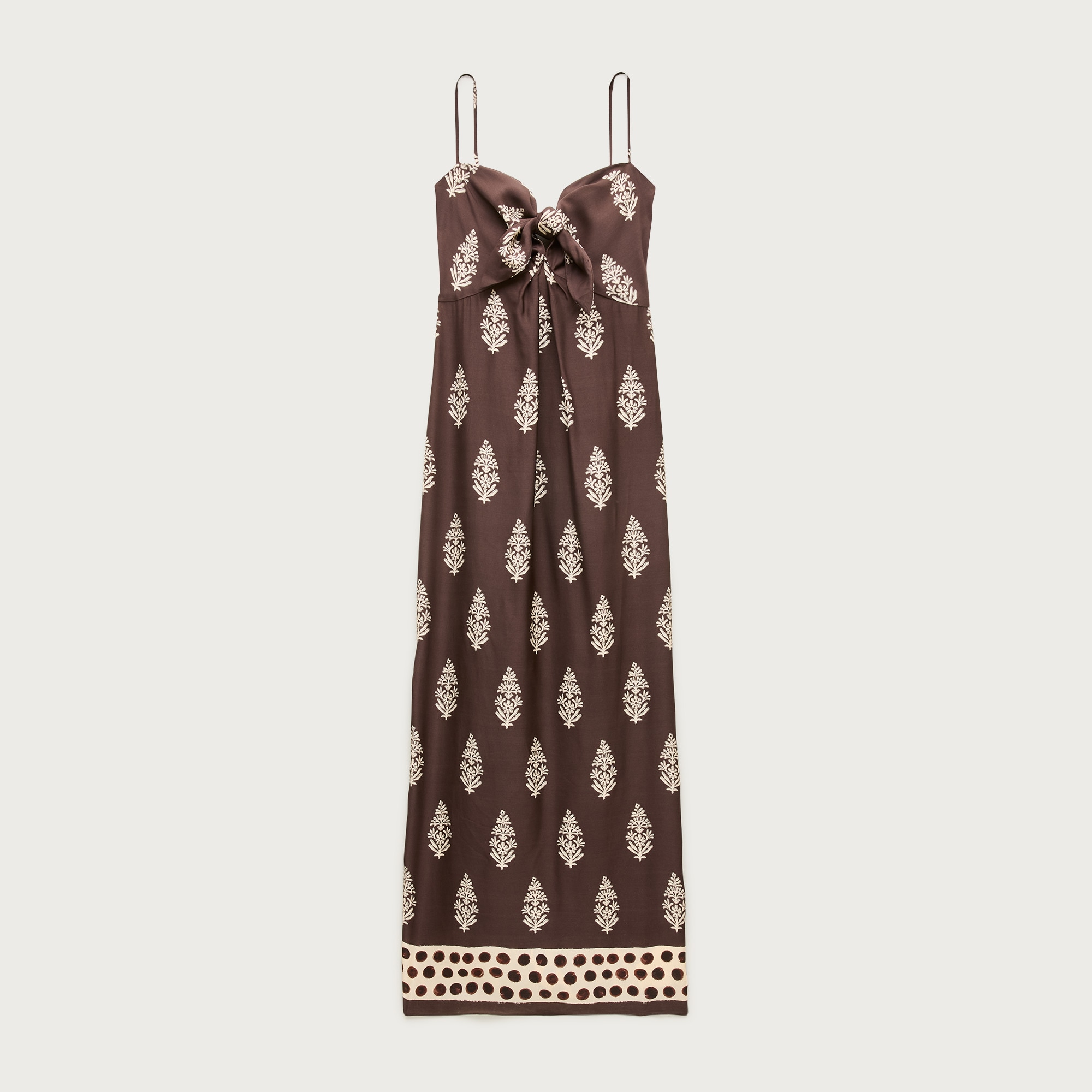Tie-front dress in cocoa block print from J.Crew - $279