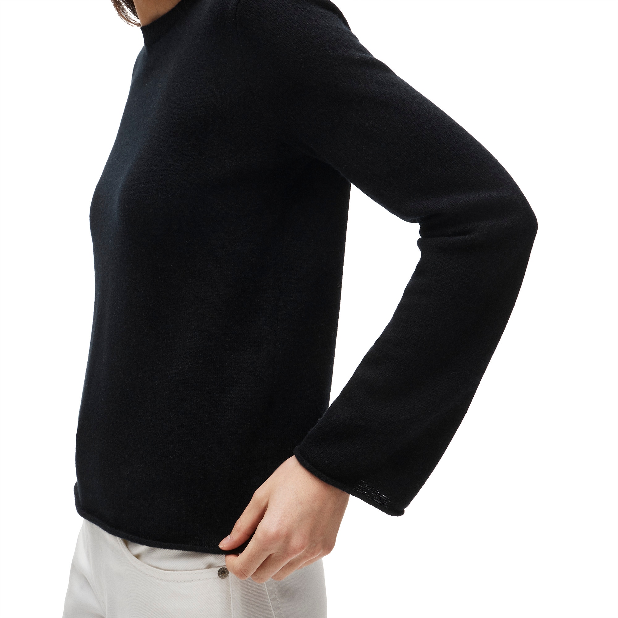 Cashmere rolled-hem crewneck sweater - image 4