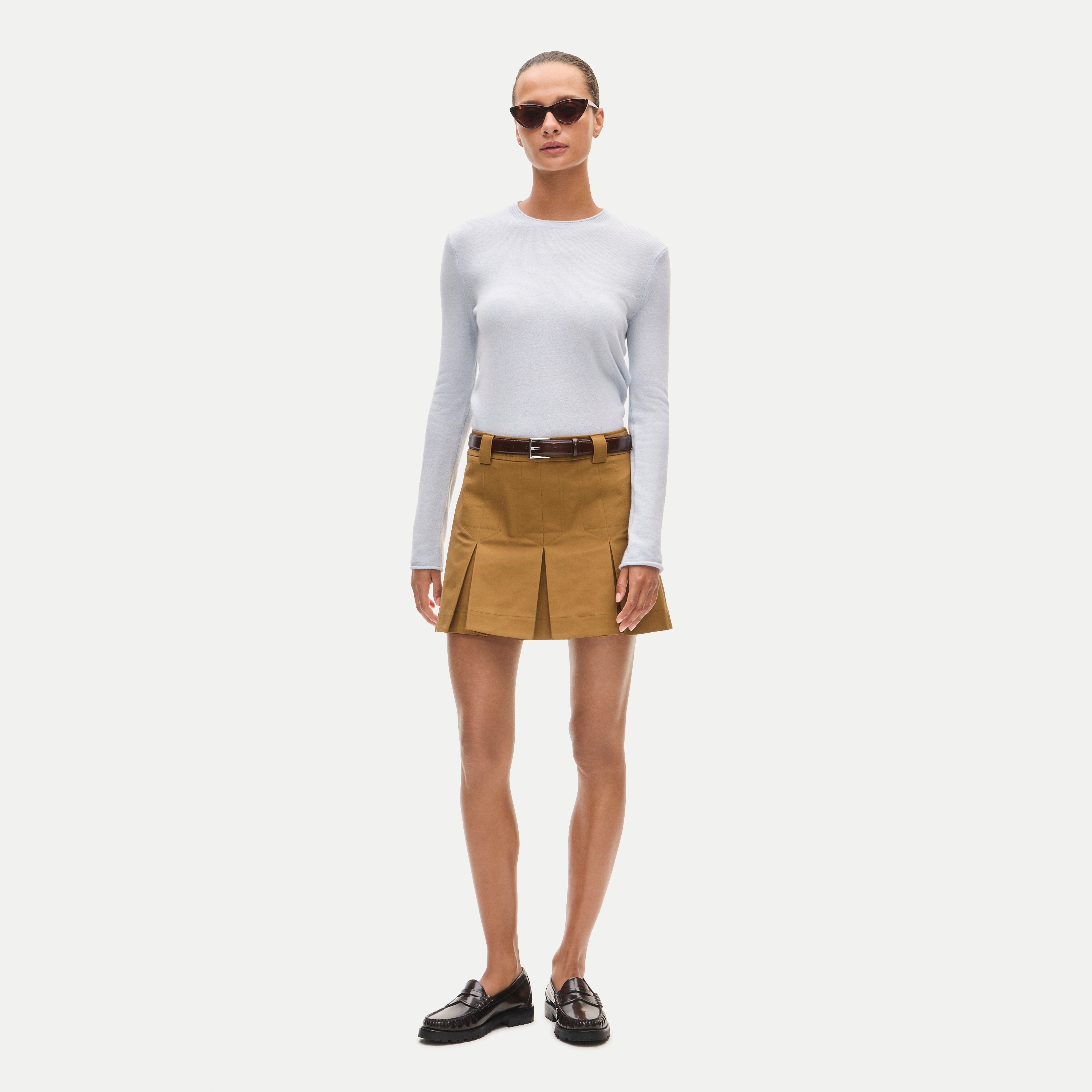 Rolled cashmere long-sleeve sweater