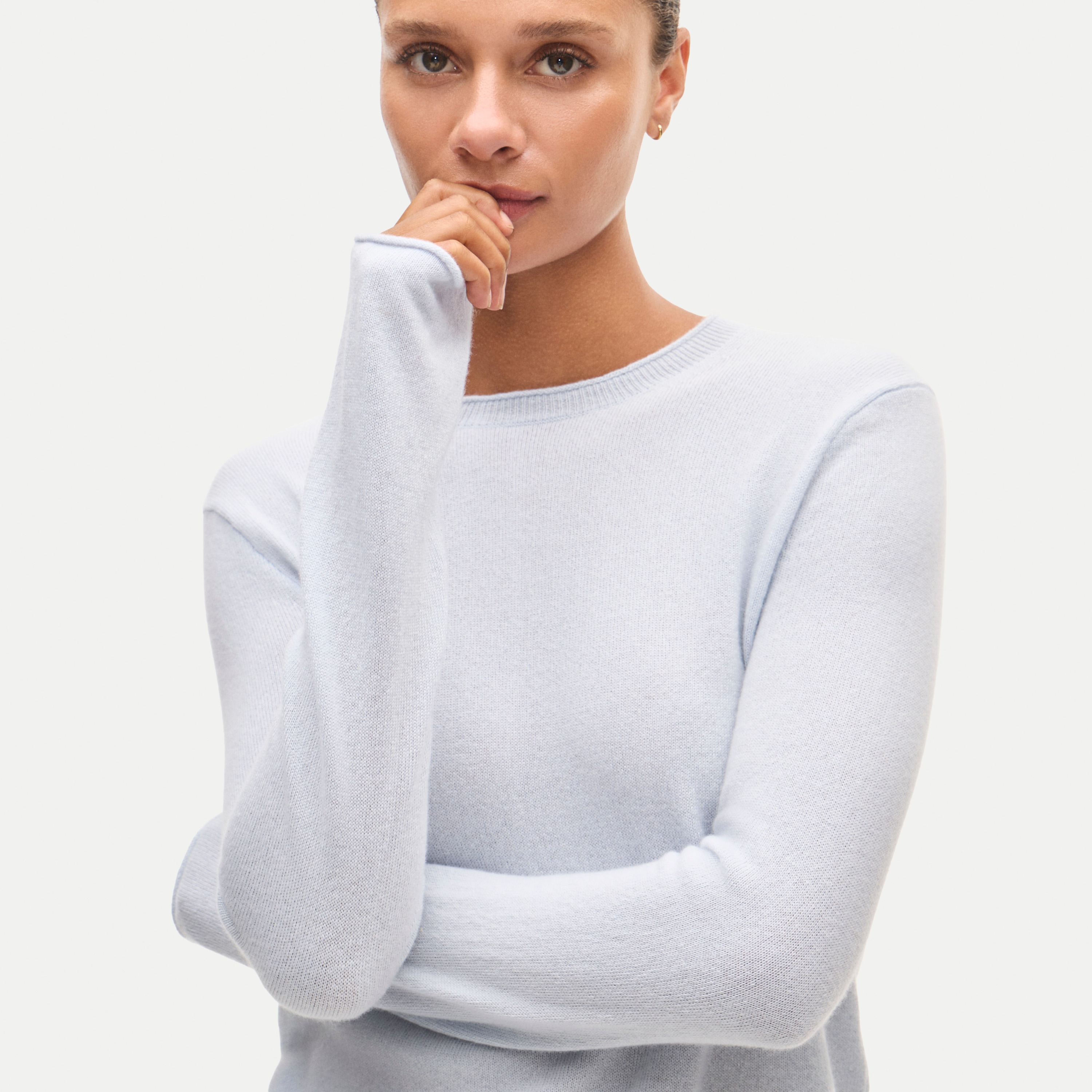 Rolled cashmere long-sleeve sweater