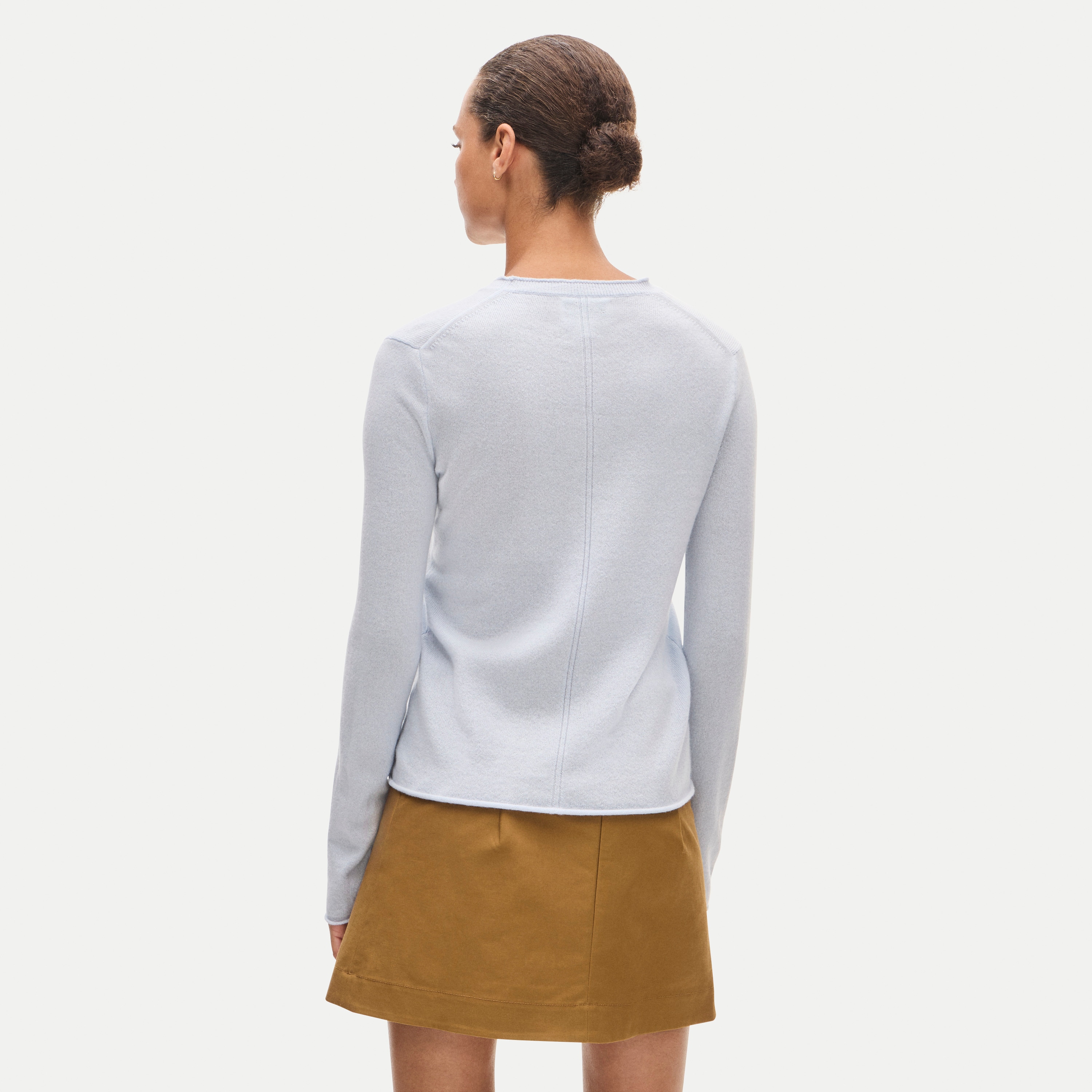 Rolled cashmere long-sleeve sweater