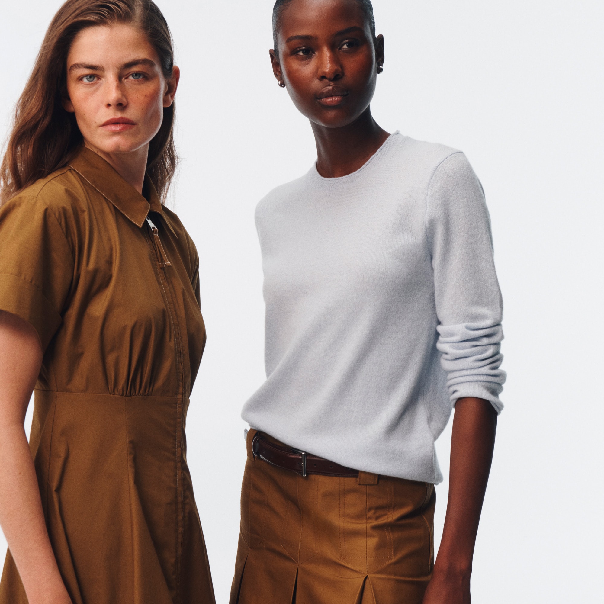 Rolled cashmere long-sleeve sweater