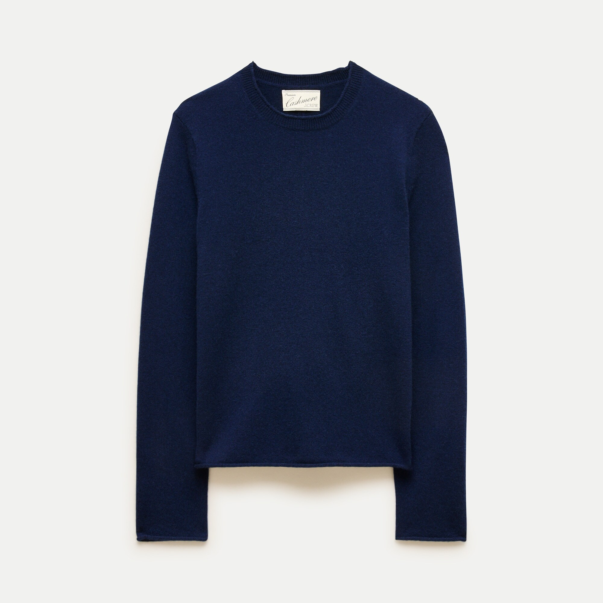 Cashmere rolled-hem crewneck sweater