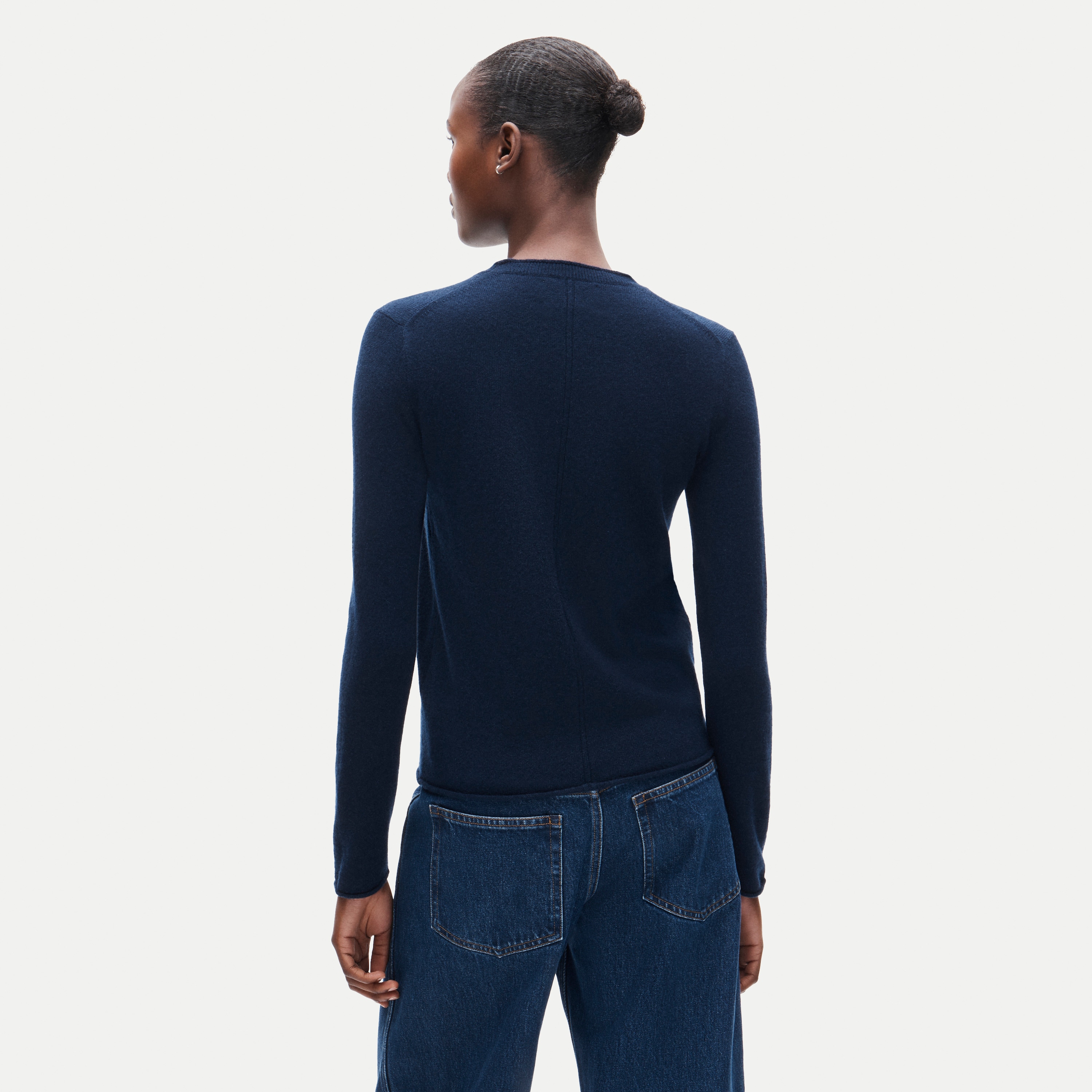 Rolled cashmere long-sleeve sweater