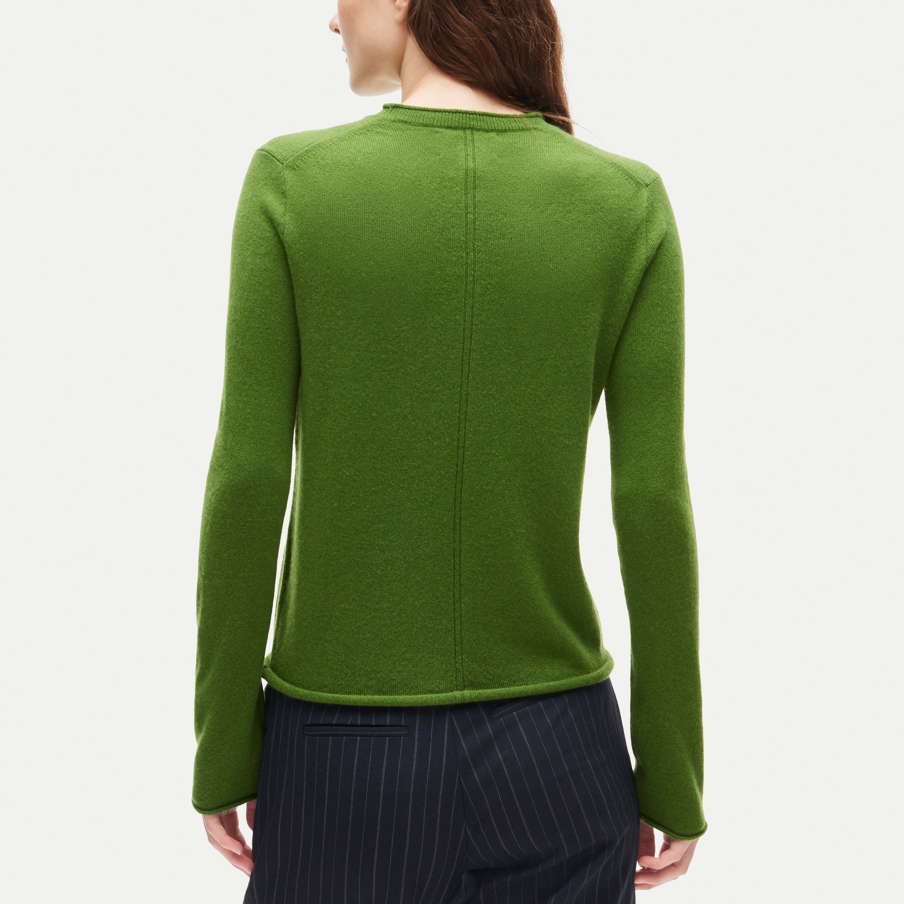 Rolled cashmere long-sleeve sweater