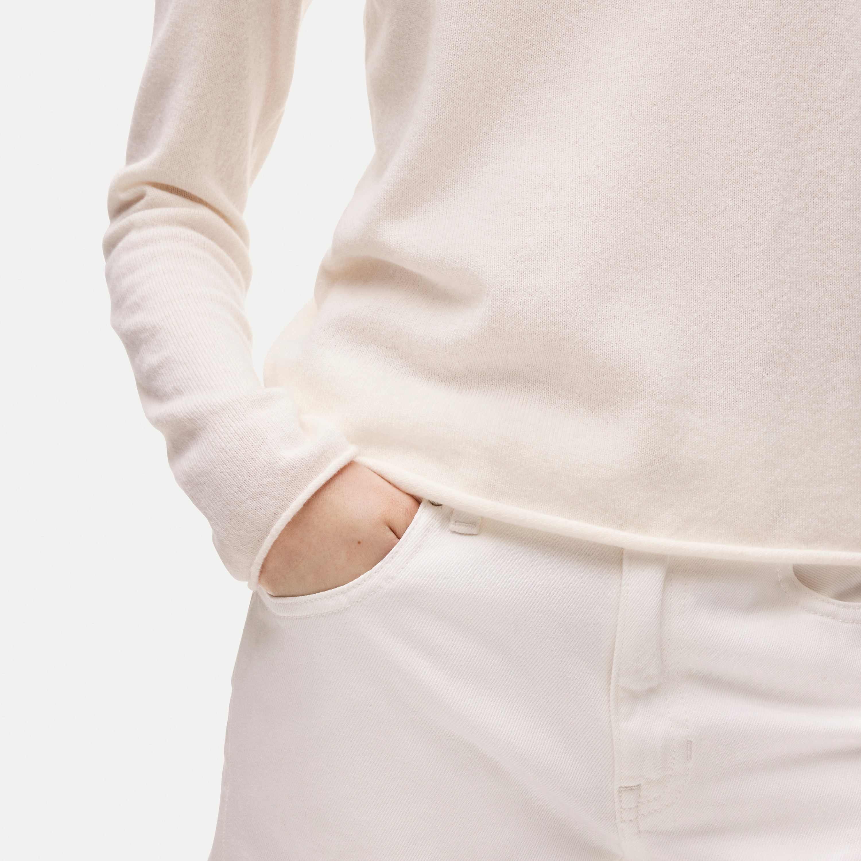 Rolled cashmere long-sleeve sweater