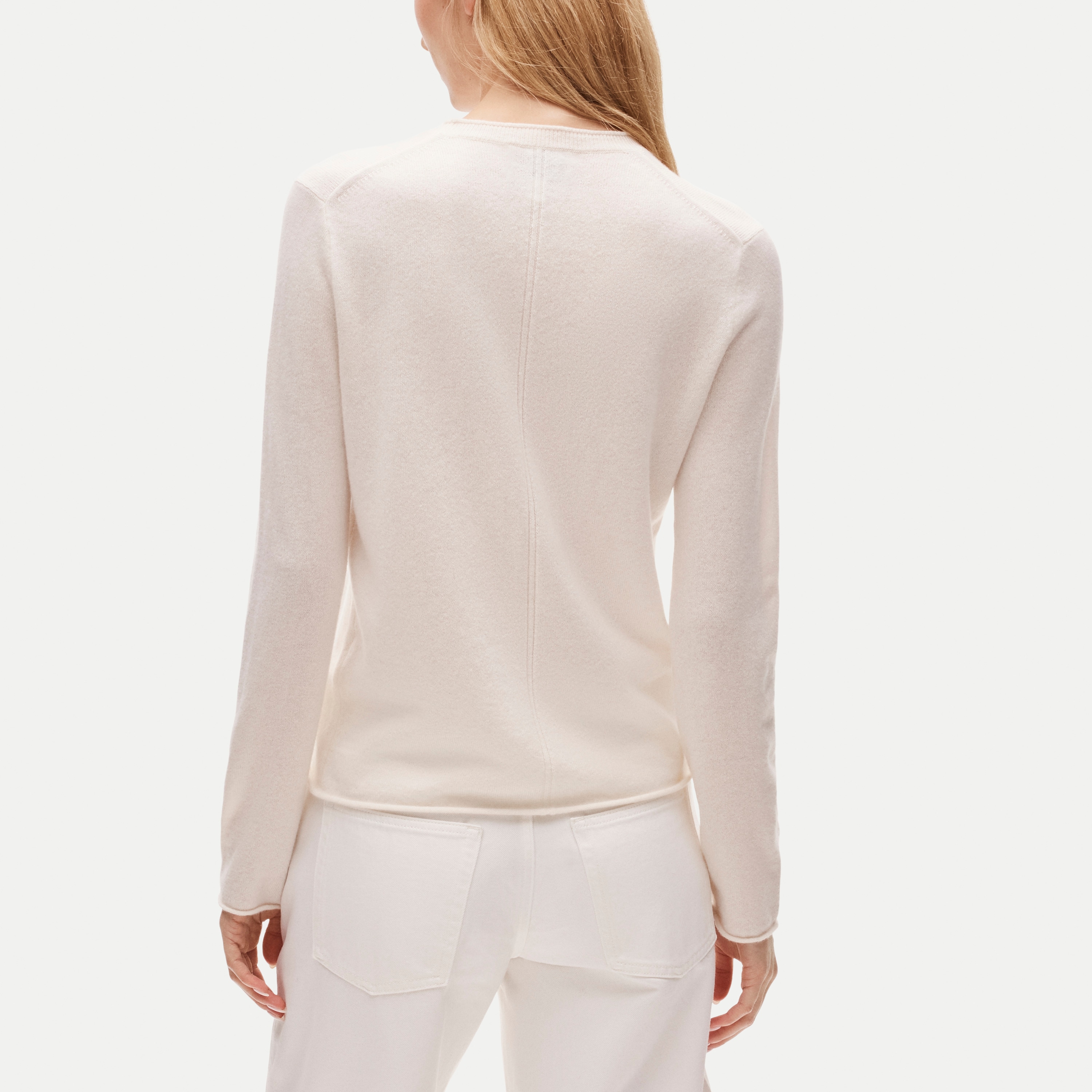 Rolled cashmere long-sleeve sweater