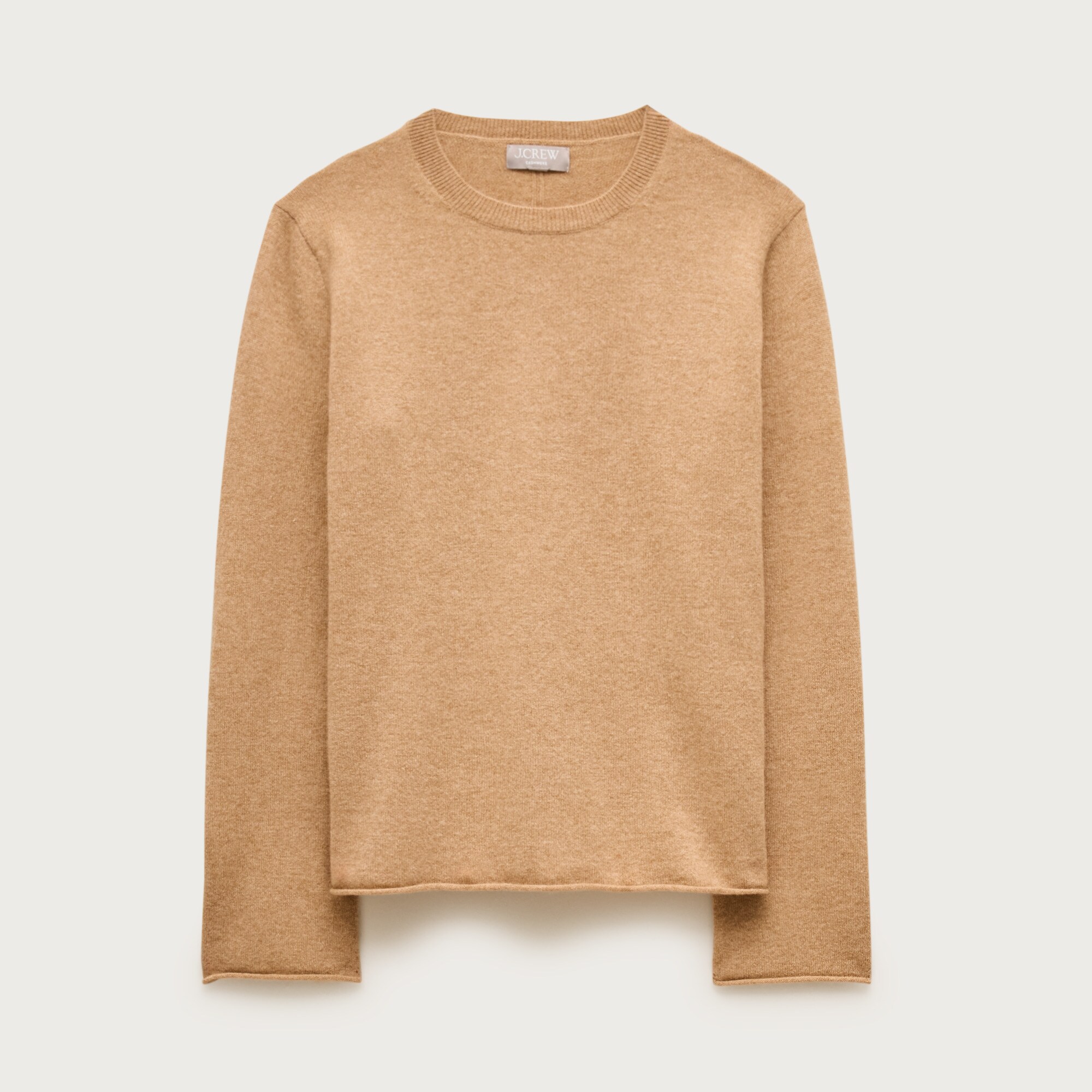  Cashmere rolled-hem crewneck sweater
