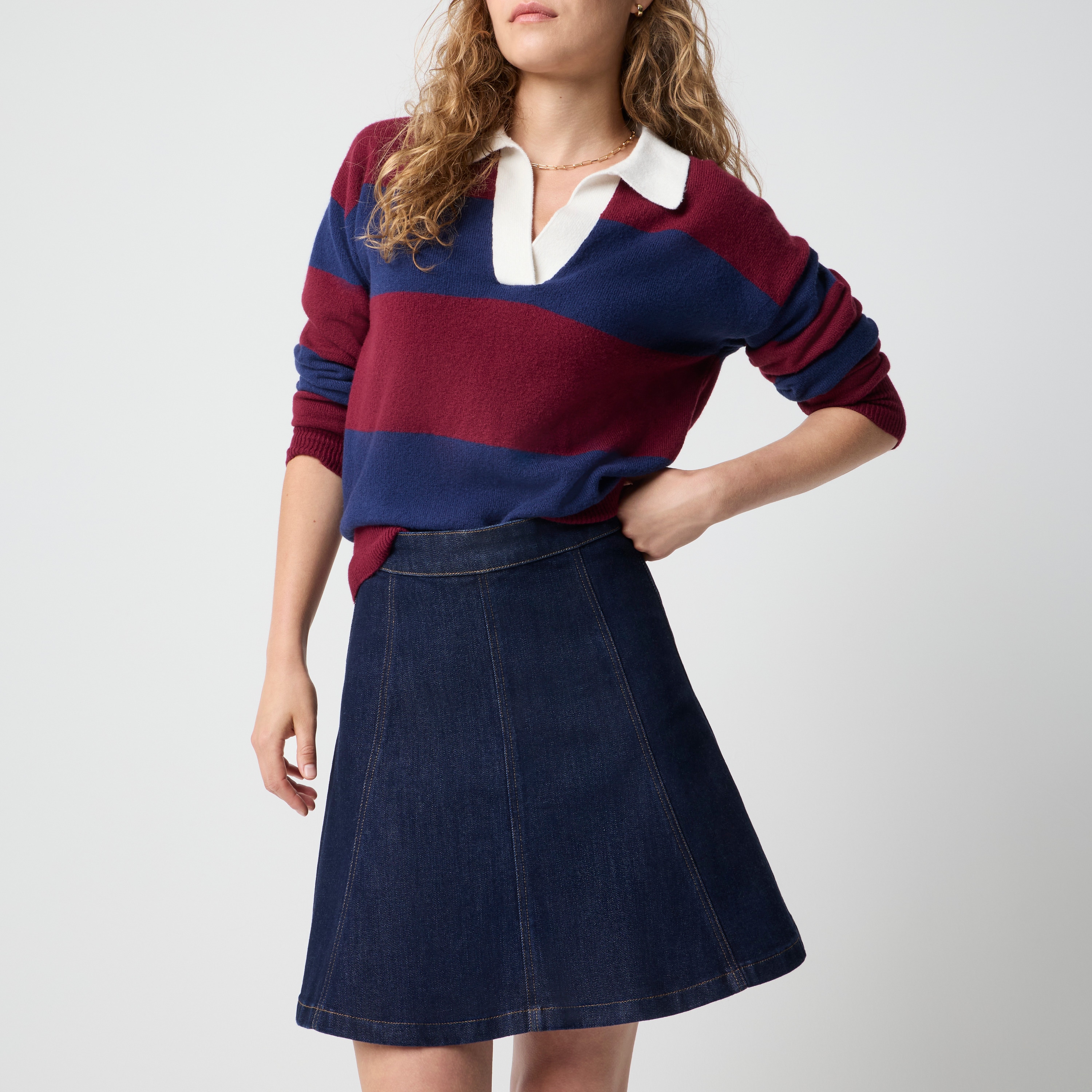 A-line denim skirt
