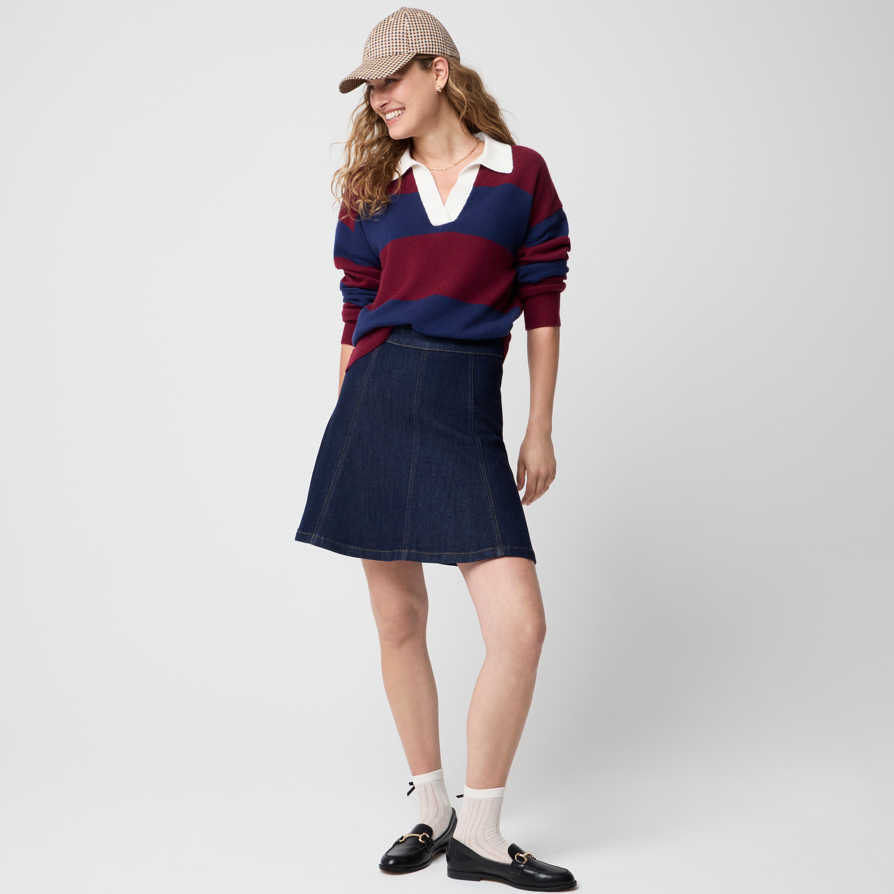 A-line denim skirt