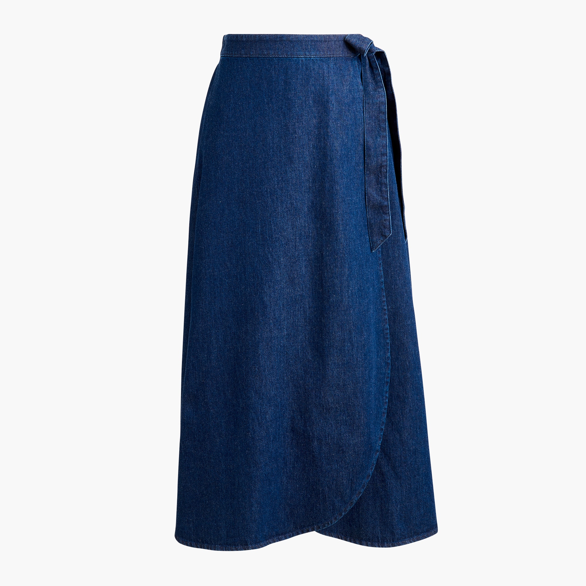 Chambray faux-wrap skirt