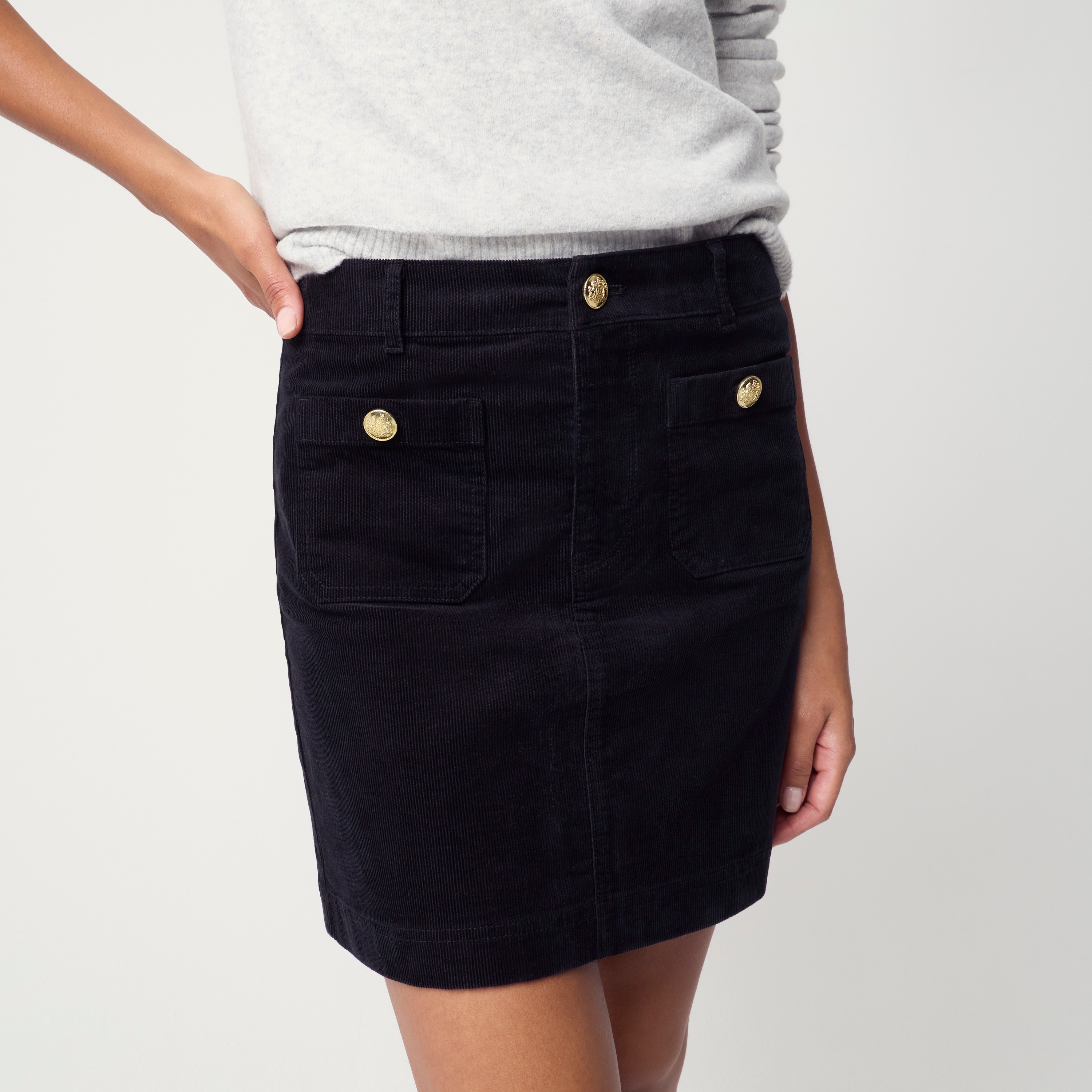 Lizzie Corduroy Patch-pocket Mini Skirt For Women | Factory