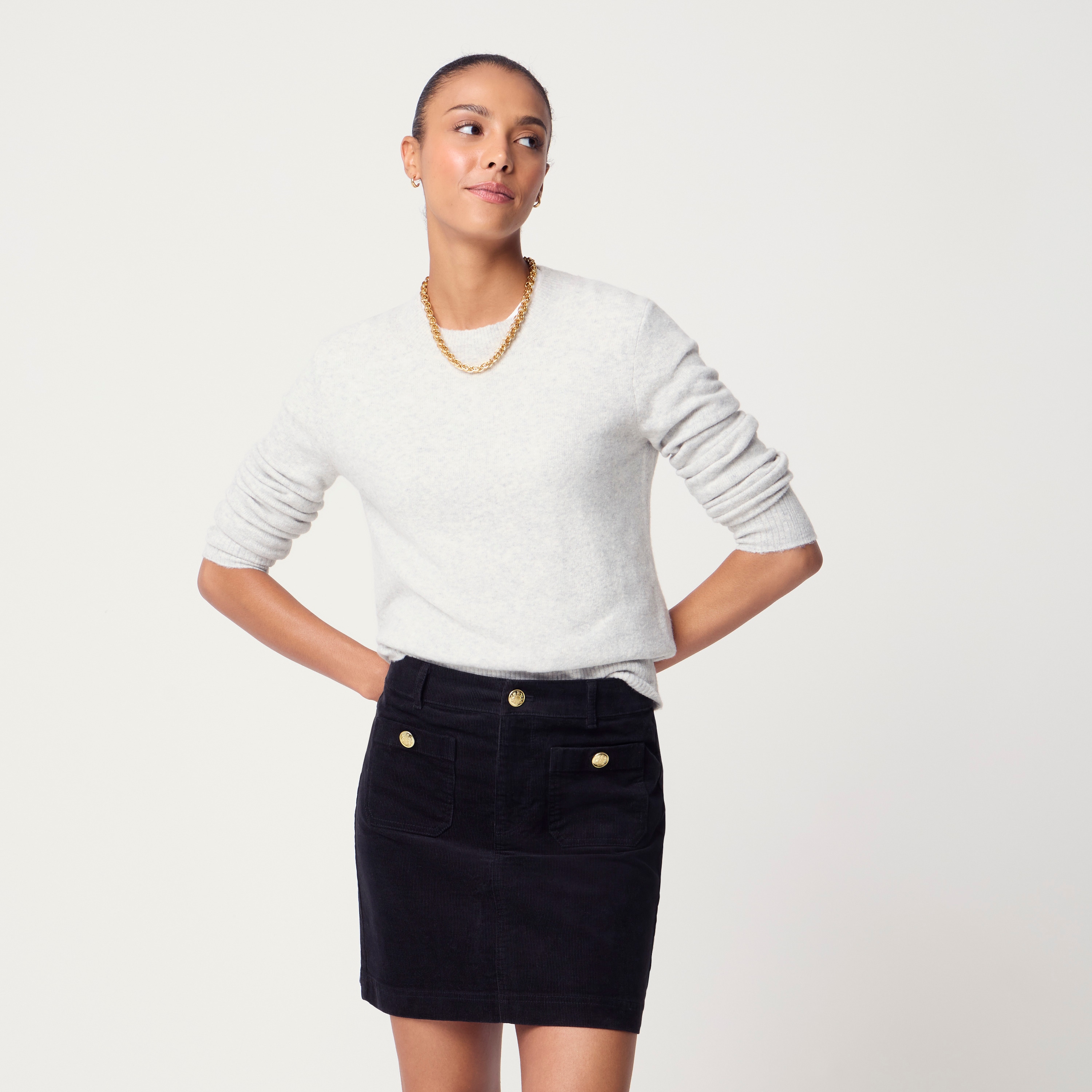 Lizzie corduroy patch-pocket mini skirt