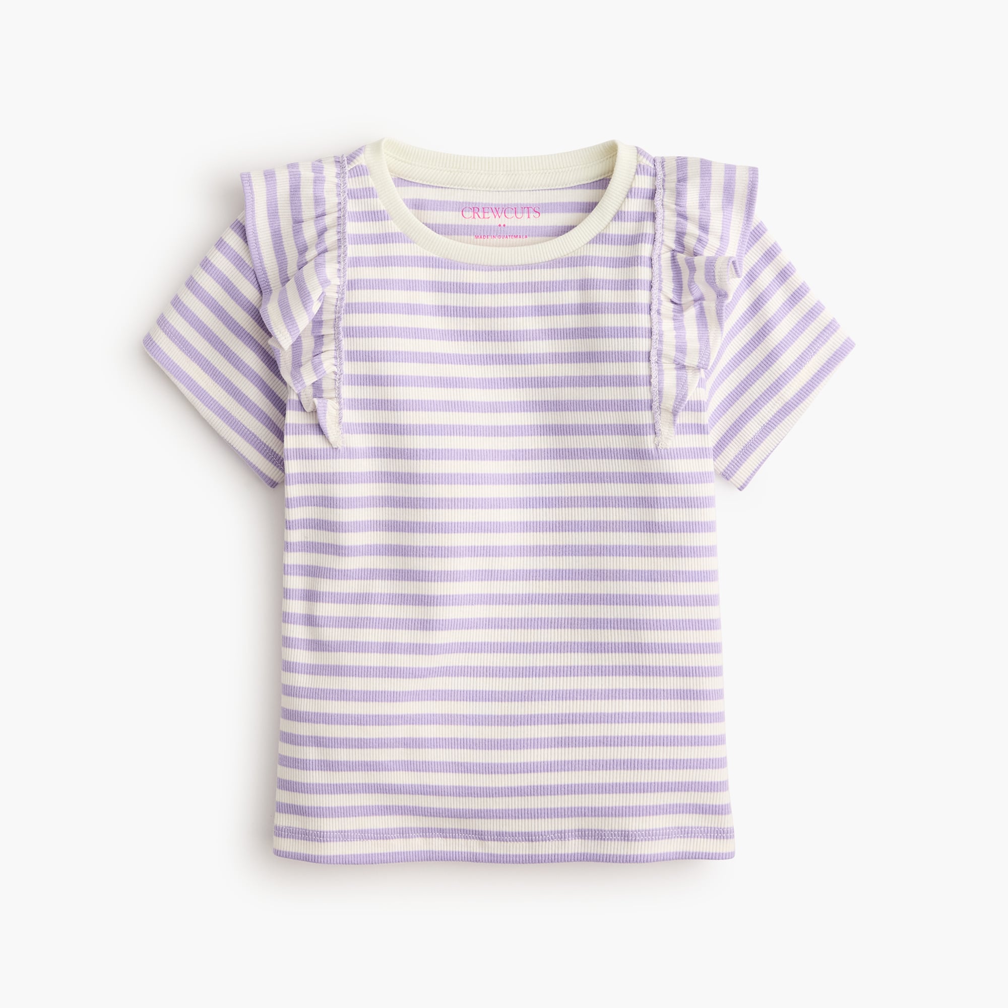 girls' short-sleeve striped ruffle-sleeve tee for girls