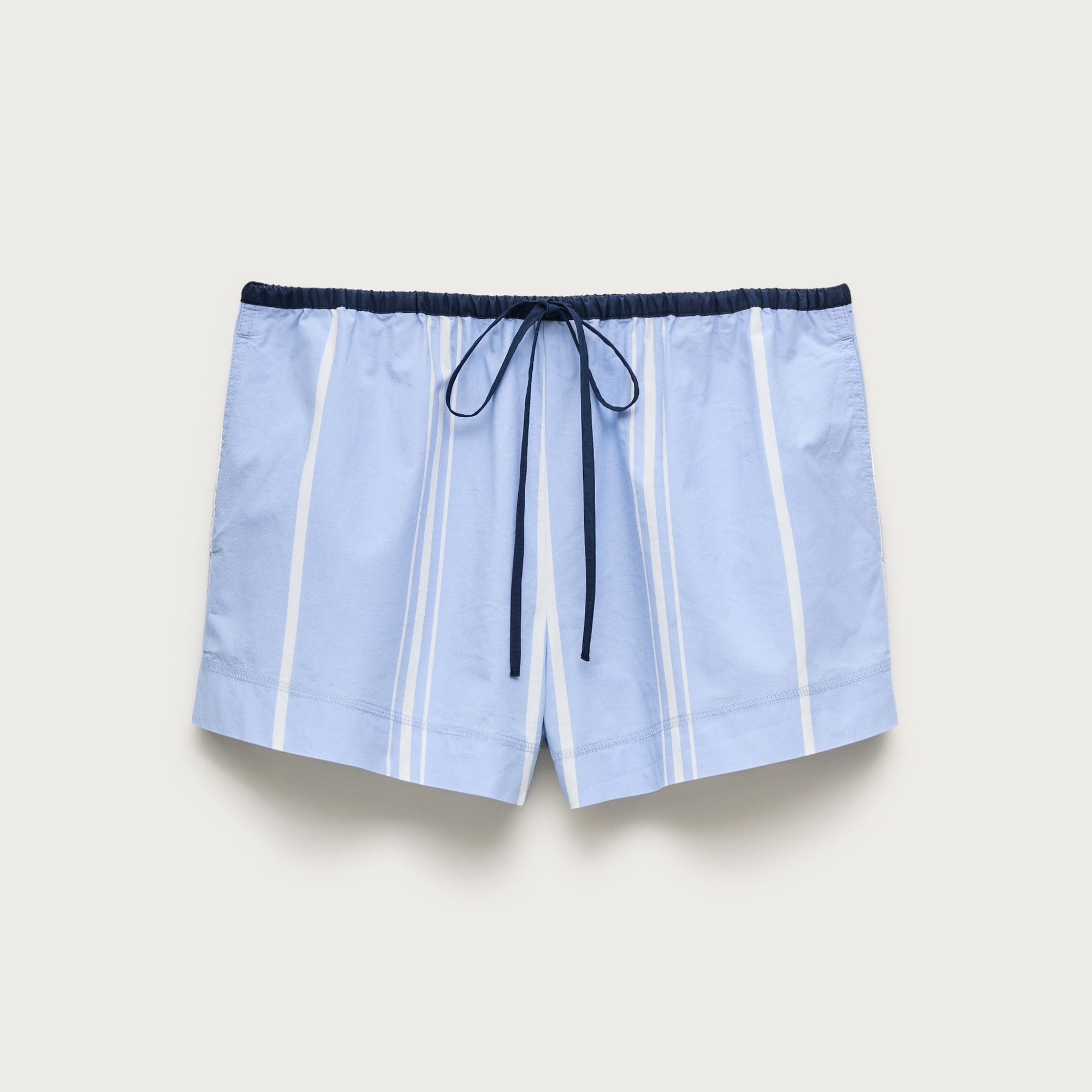 Cruise drawstring short in striped cotton poplin