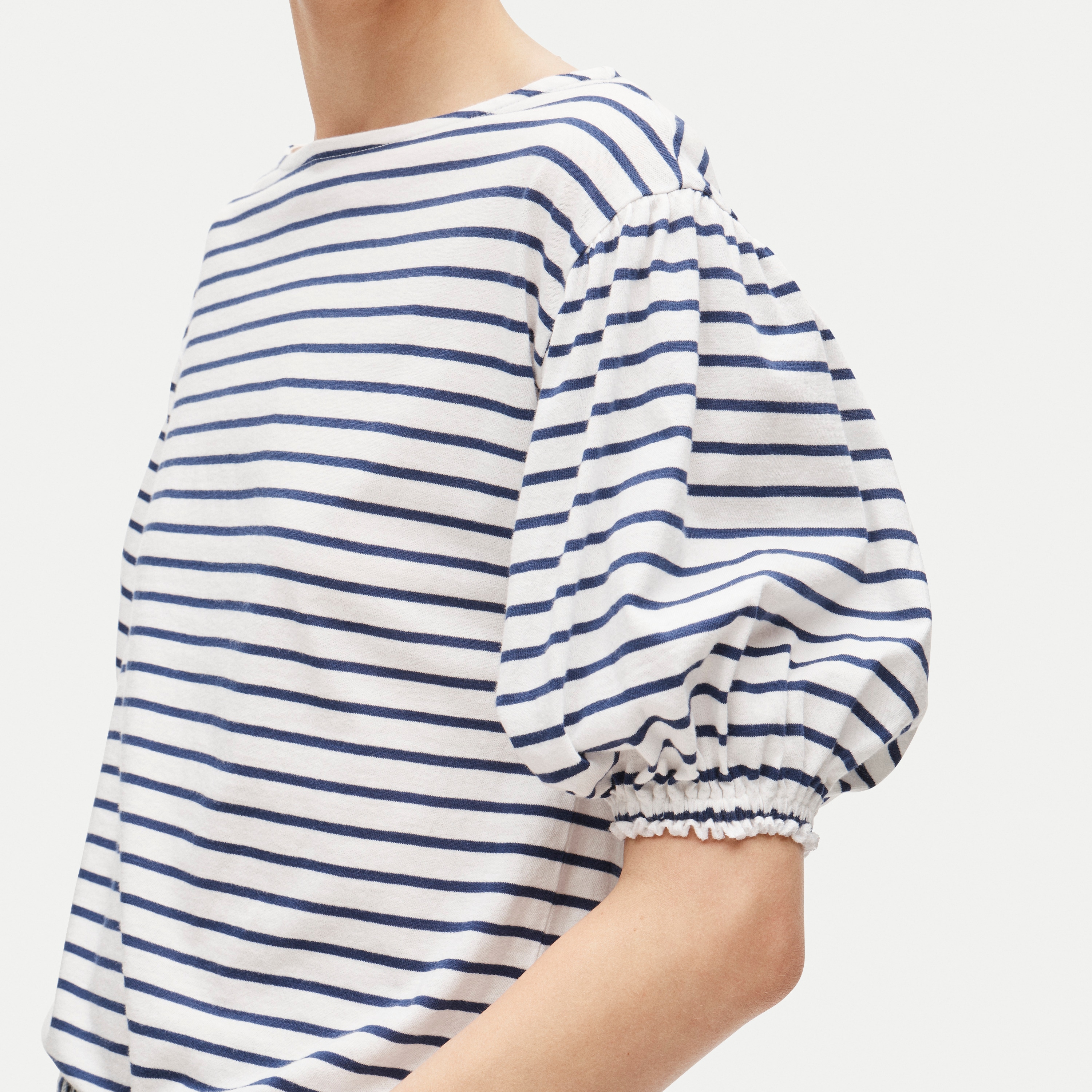 Vintage jersey blouson-sleeve T-shirt in stripe