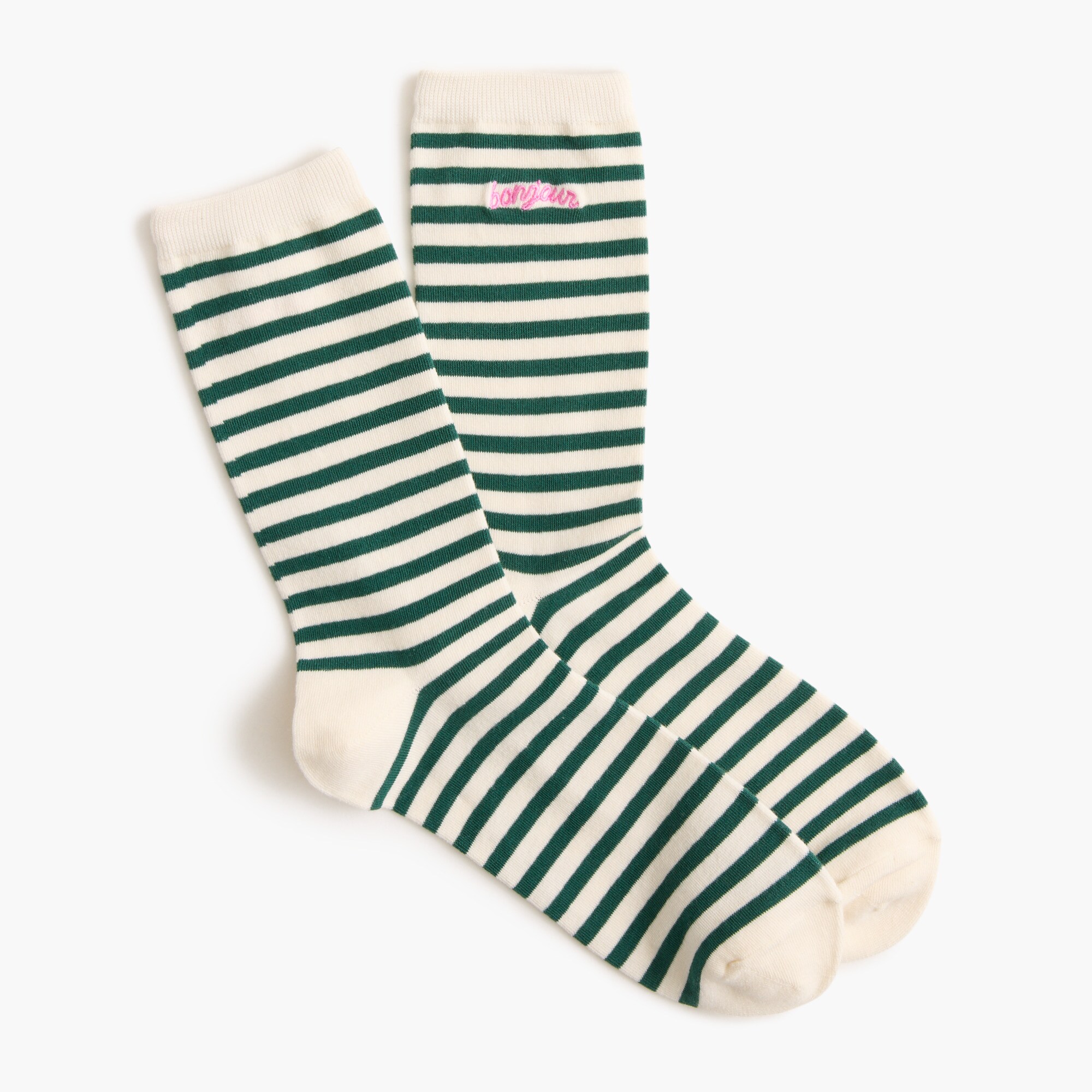 Striped "bonjour" trouser socks