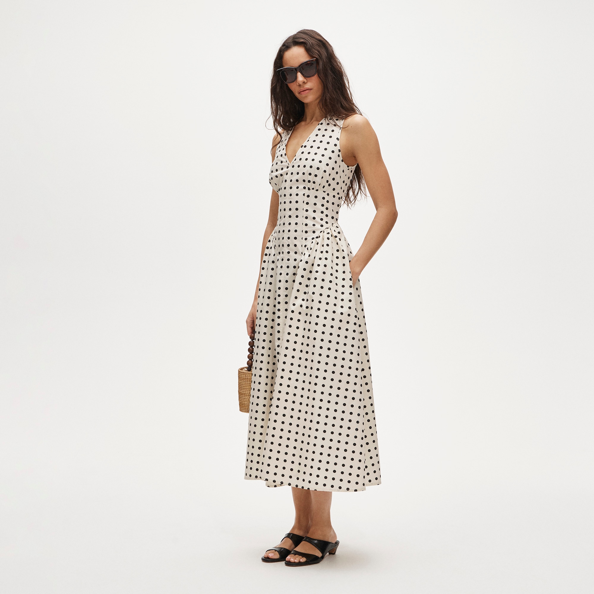 V-neck dress in dot print - image 2