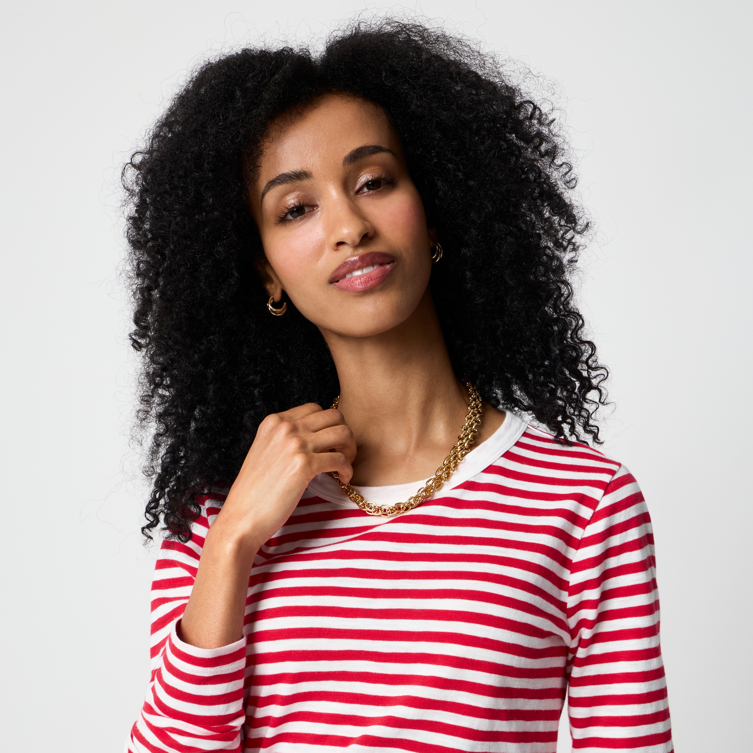 Striped long-sleeve girlfriend tee