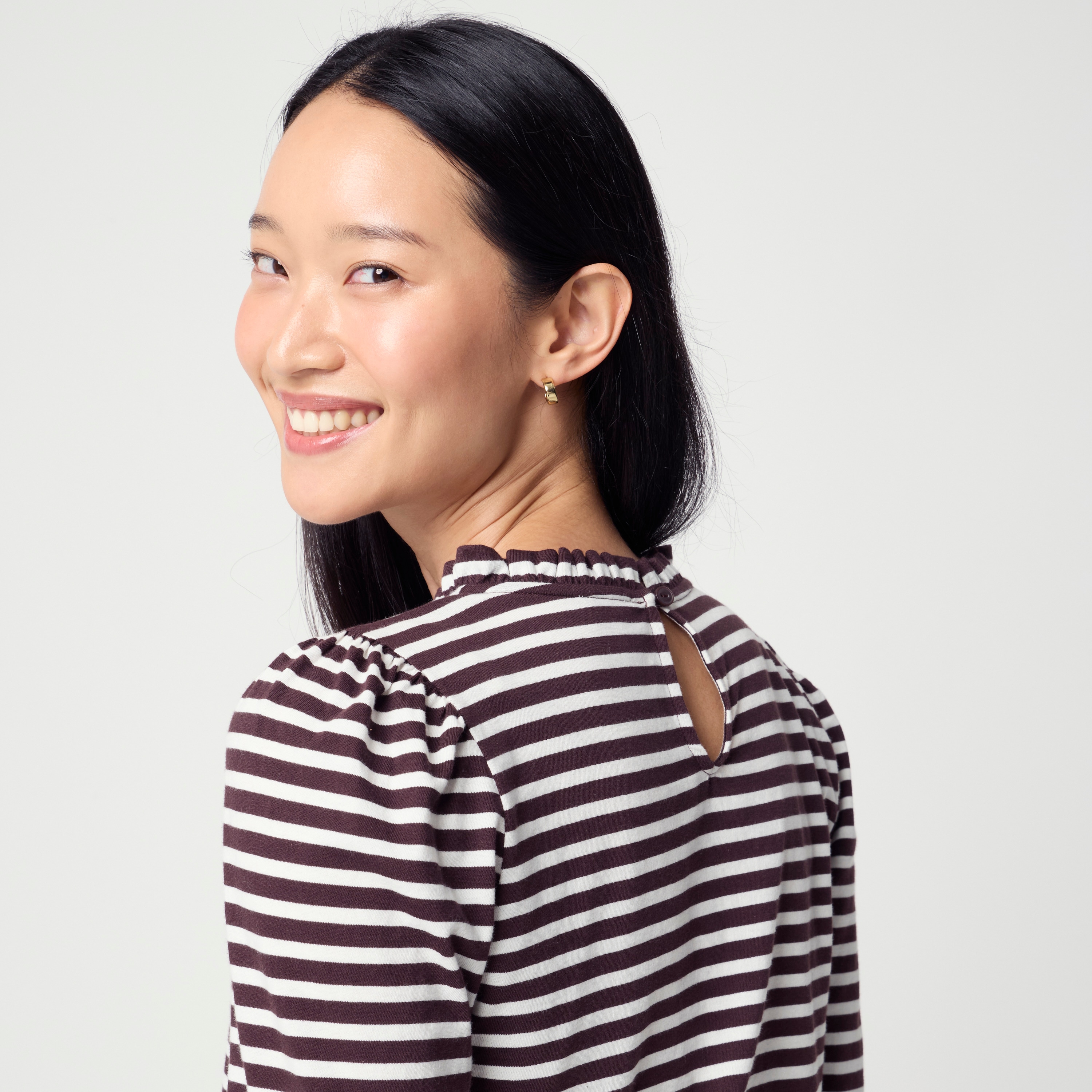 Long-sleeve ruffleneck pullover